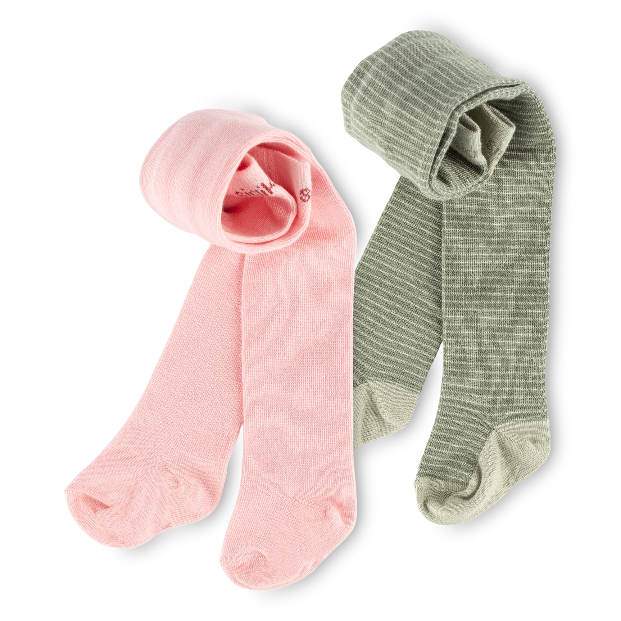 Set of 2 pair baby tights, pink & green