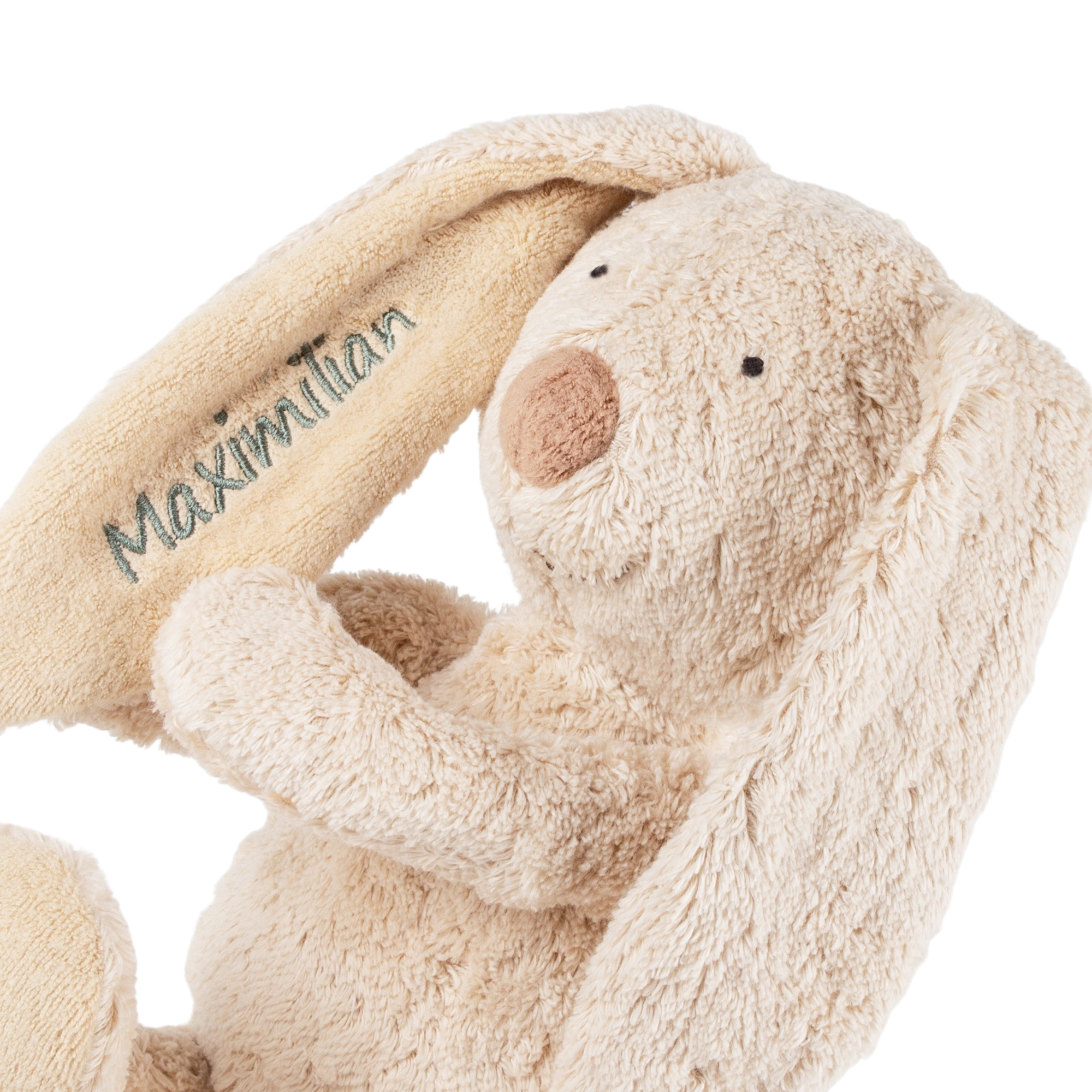 Kuscheltier Hase mit Namens-Stickerei, Bio-Baumwolle & Schurwolle, Pure Collection