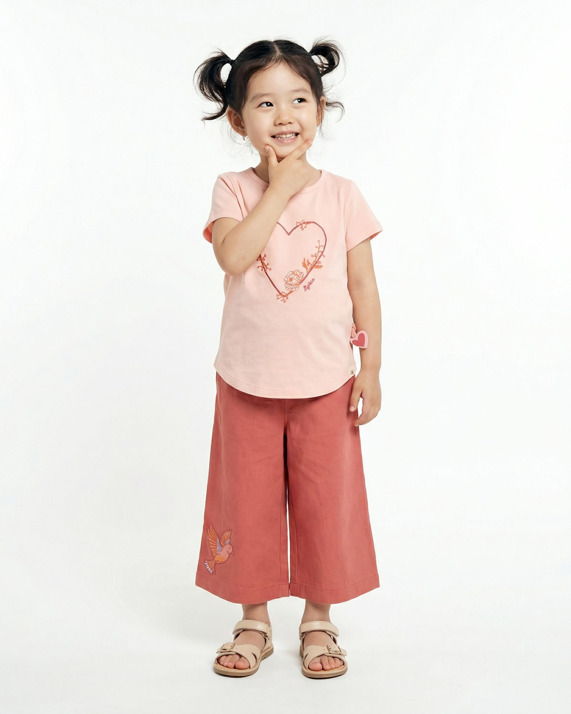 Children's T-shirt flower heart, Spring Birds