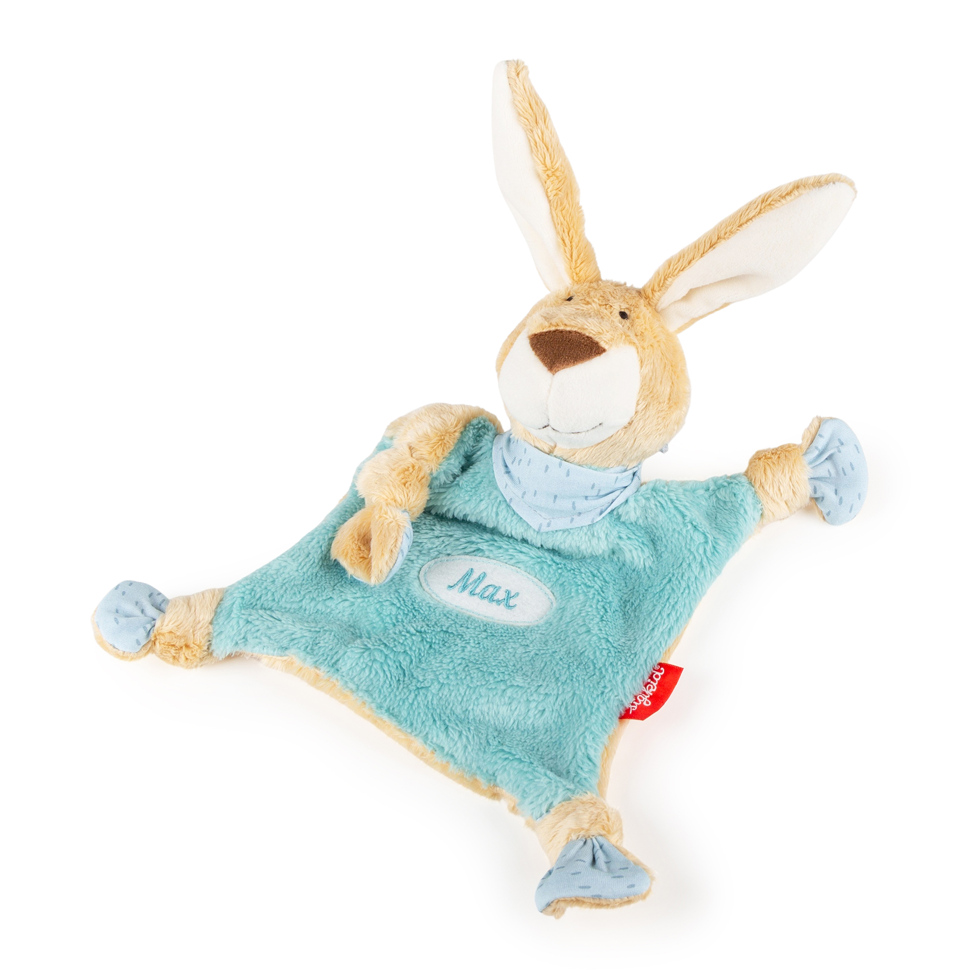 Namensschnuffeltuch Hase türkis