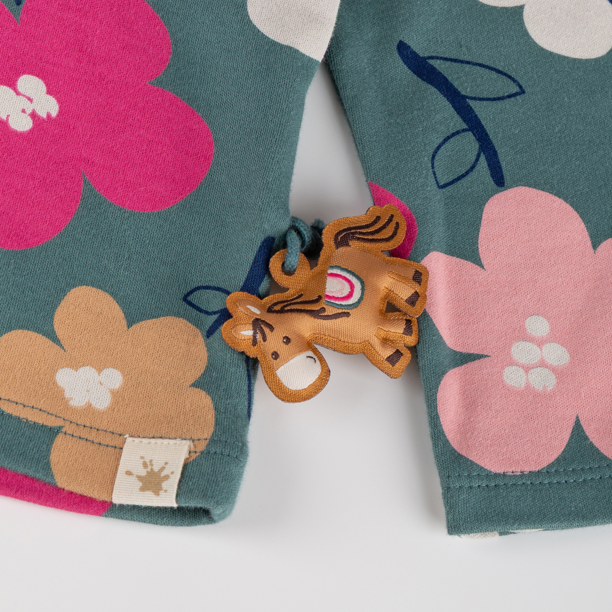 Kinder Langarmshirt Pony Love, grün mit Blumenprint