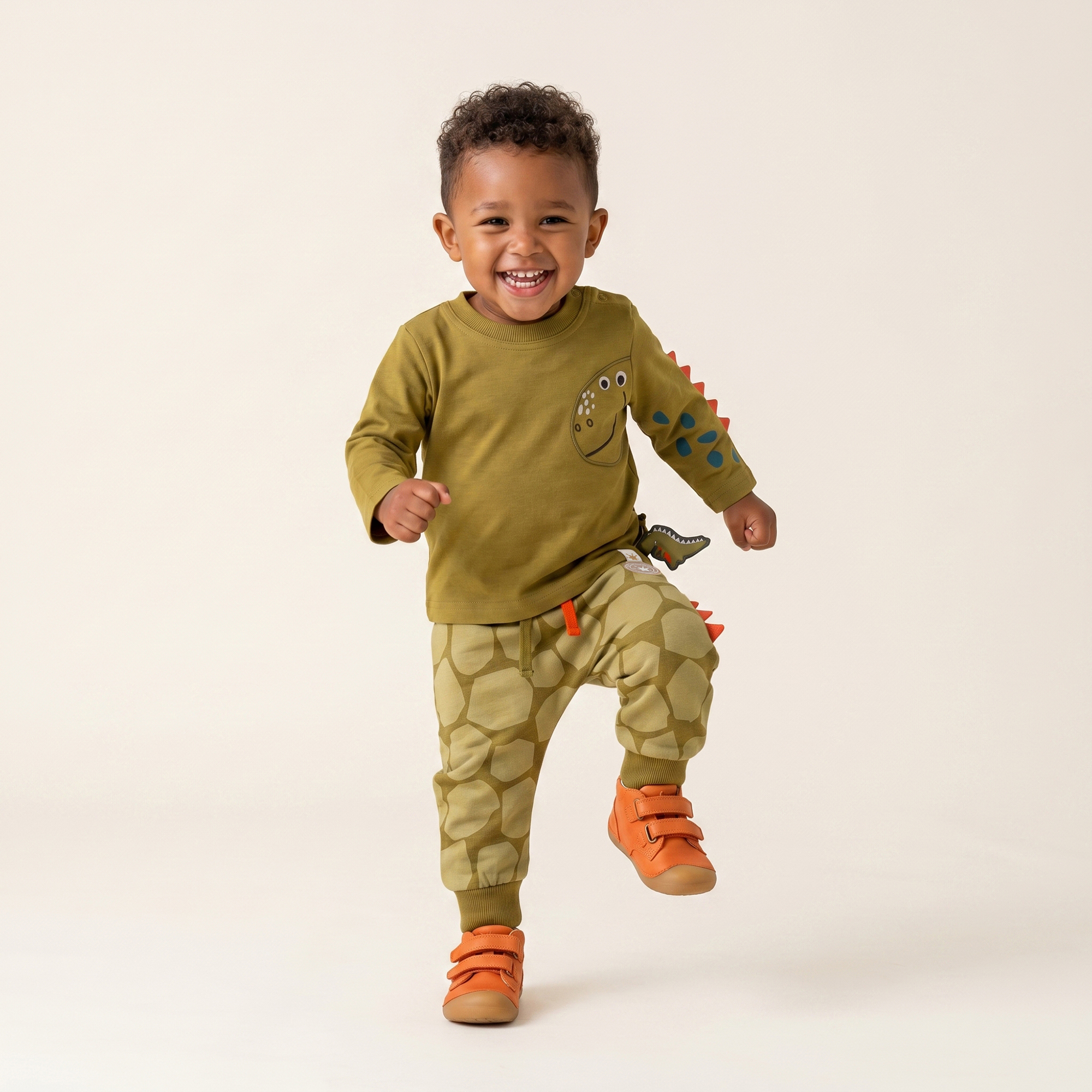 Baby Langarmshirt khaki, Dino Fun