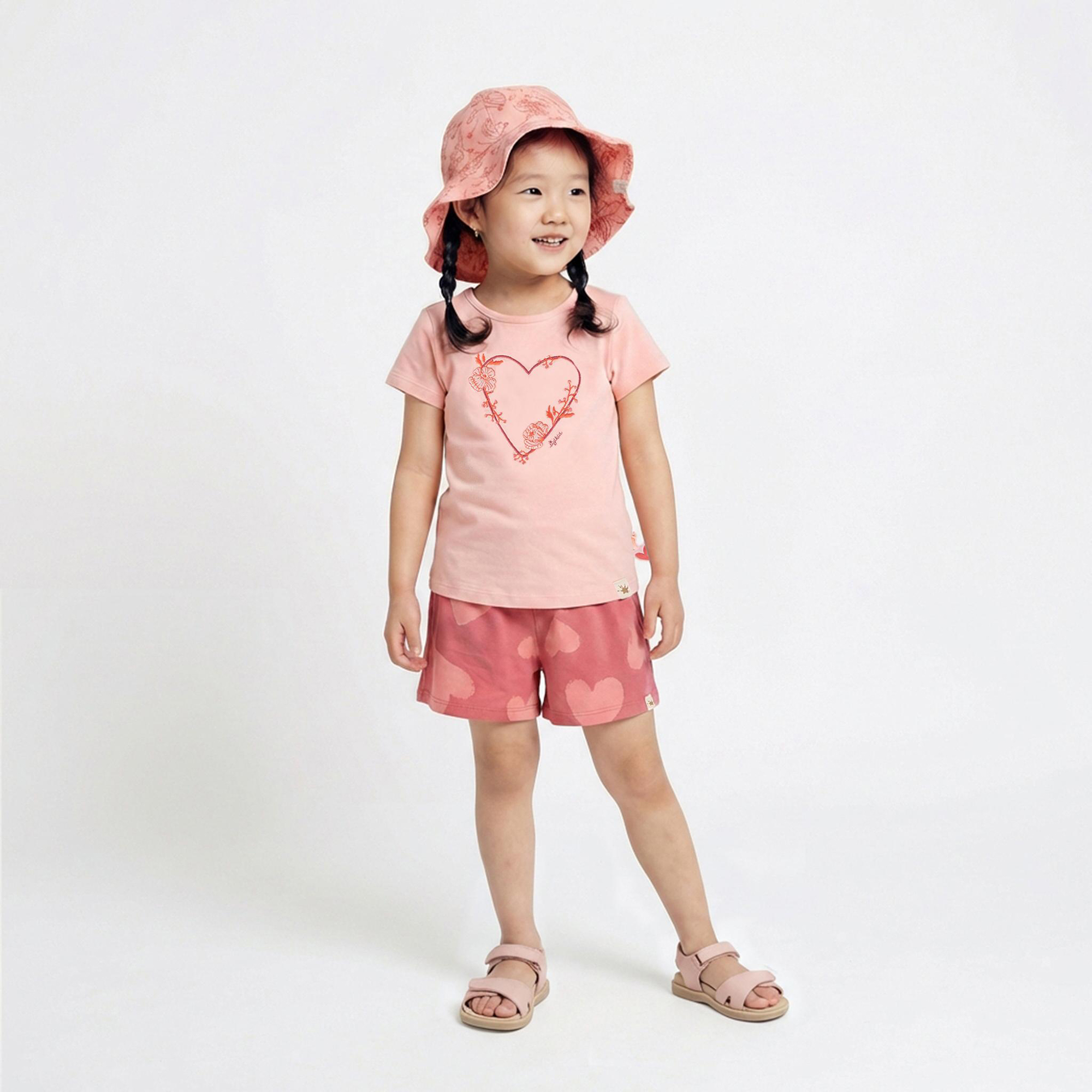 Kinder Shorts mit Herzchen Print, rosarot