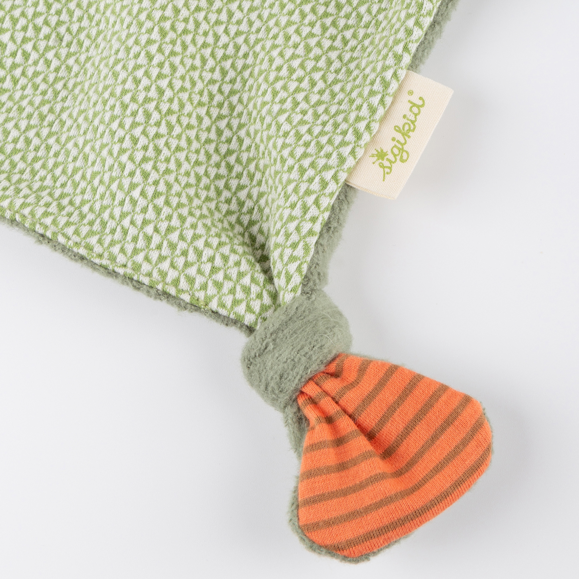 Soft organic baby comforter bunny, Green