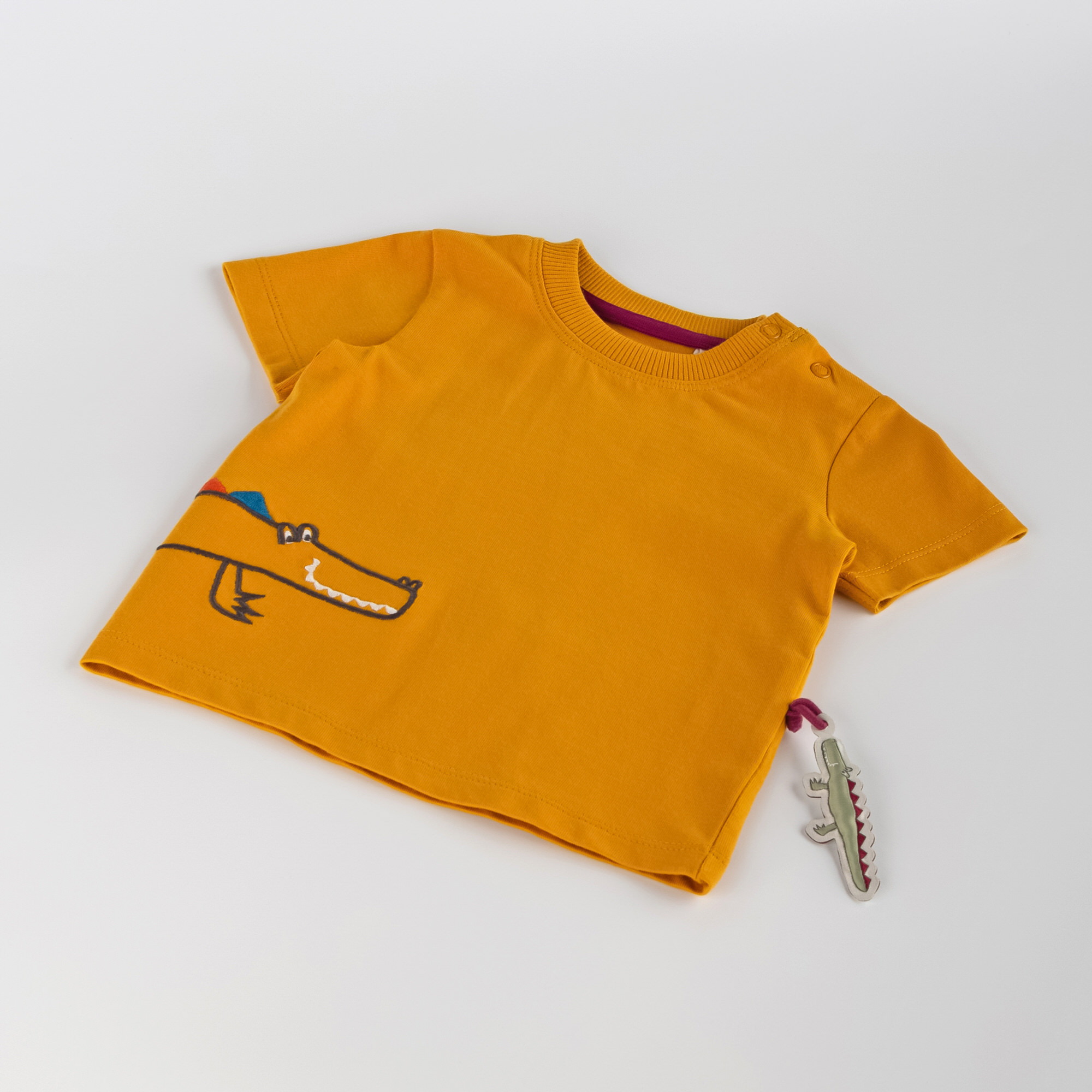 Gelbes Baby T-Shirt mit Krokodil Motiv