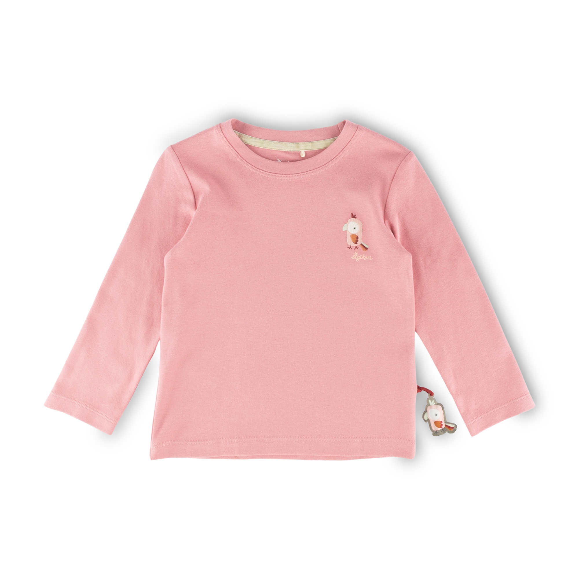 Kinder Langarmshirt mit Stickmotiv Kakadu, rosa