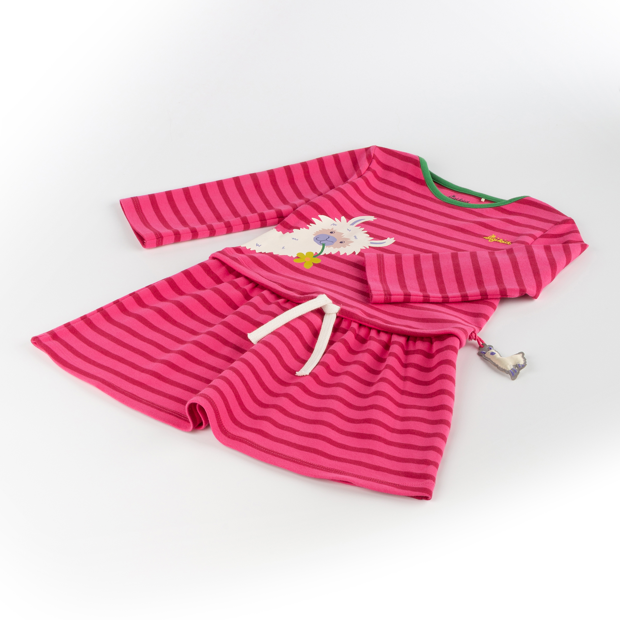 Kinder Kleid Crazy Lama, pink gestreift