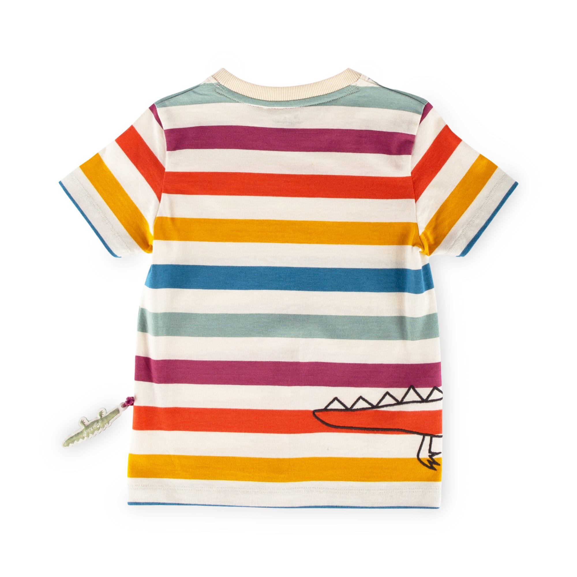 Bunt gestreiftes Kinder T-Shirt Krokodil Bunt gestreiftes Kinder T-Shirt Krokodil