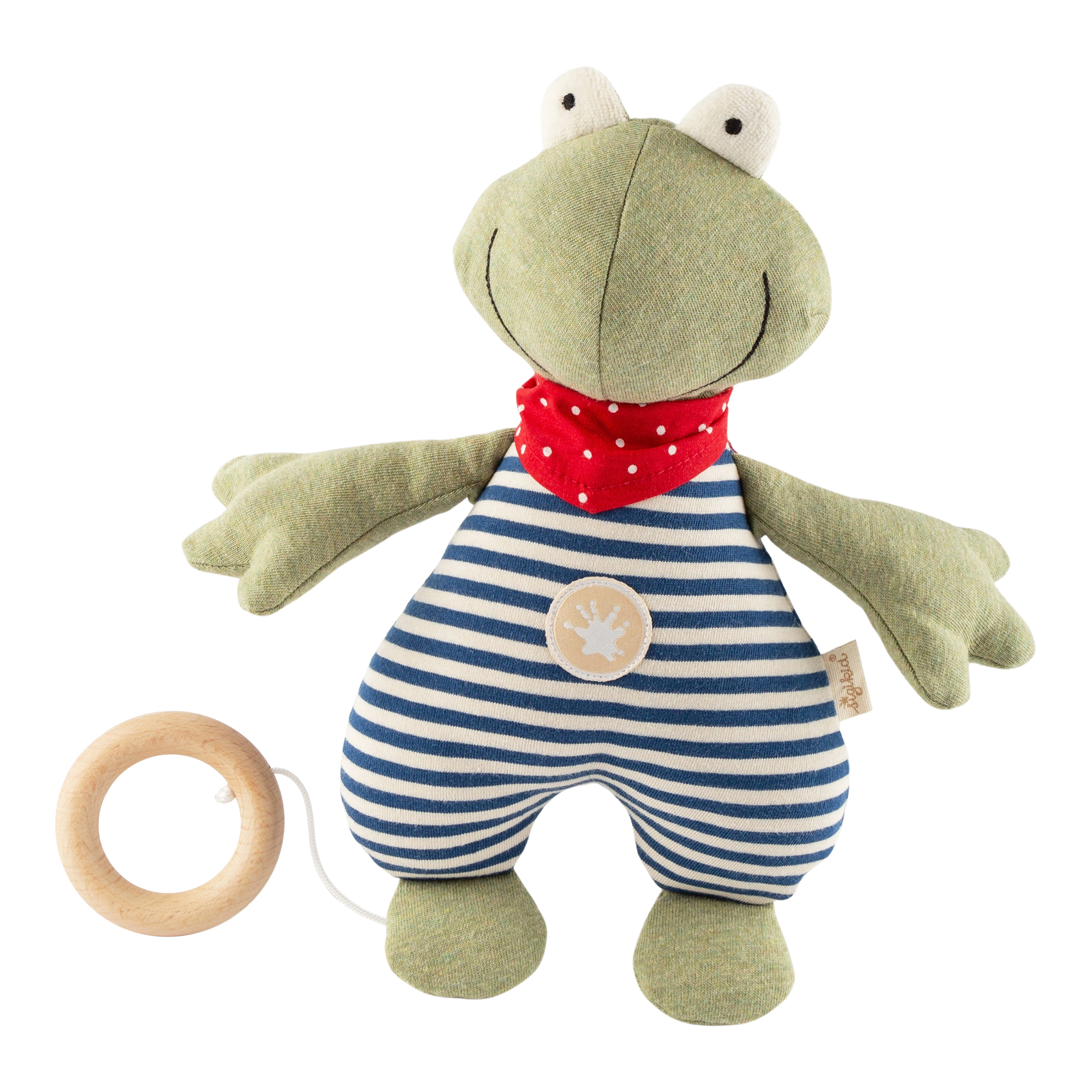 Musical soft toy frog, cotton jersey