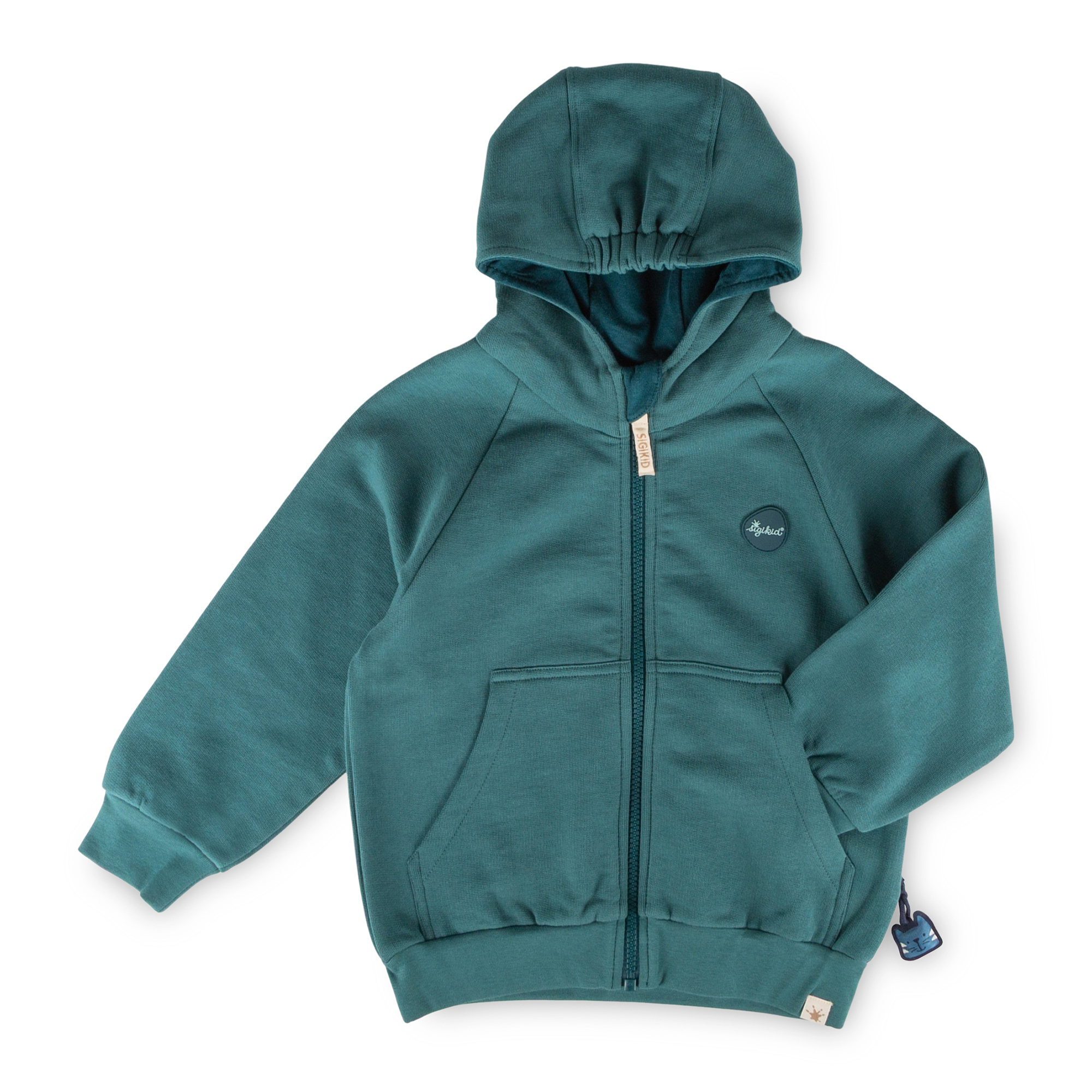 Kinder Kapuzen Sweatjacke Klecks, petrolblau