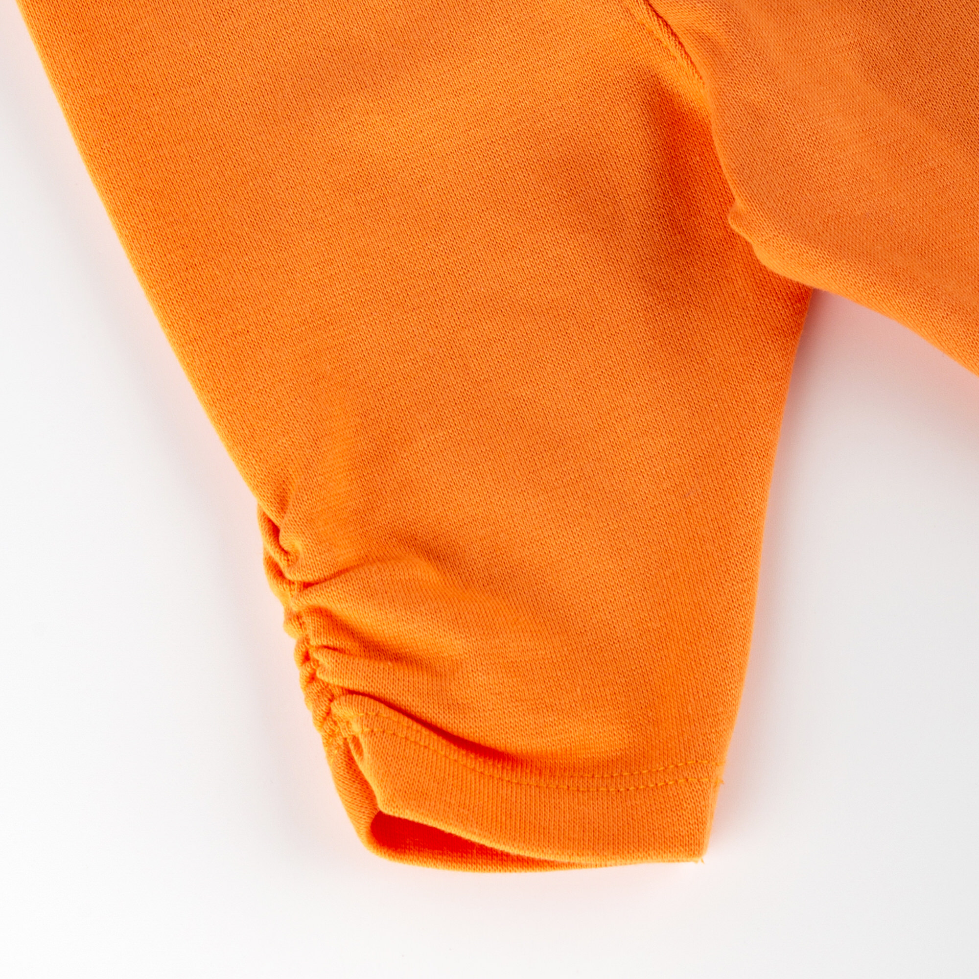 Baby capri leggings orange with gatherings, stretchy rib knit