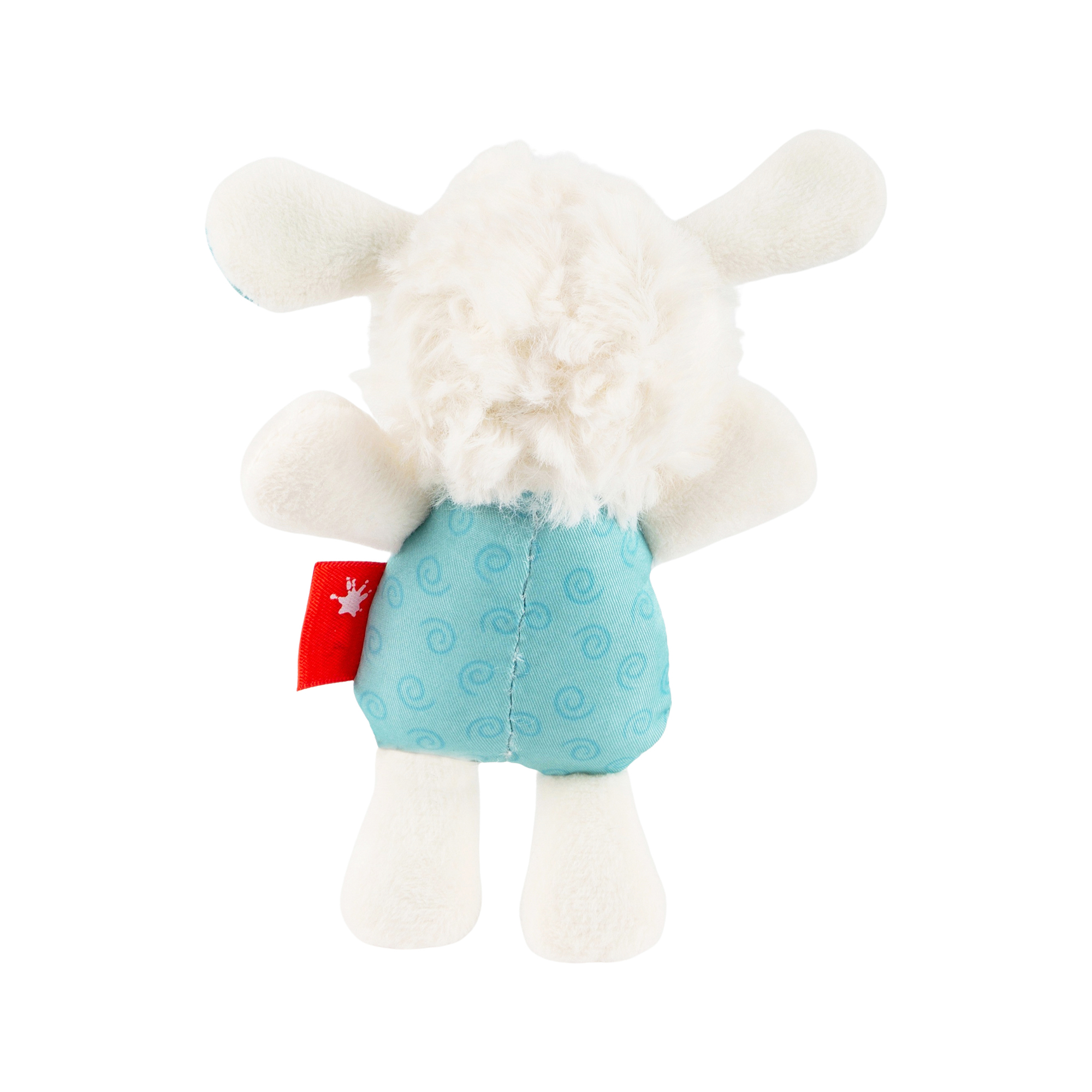 Baby grasping soft toy rattle sheep