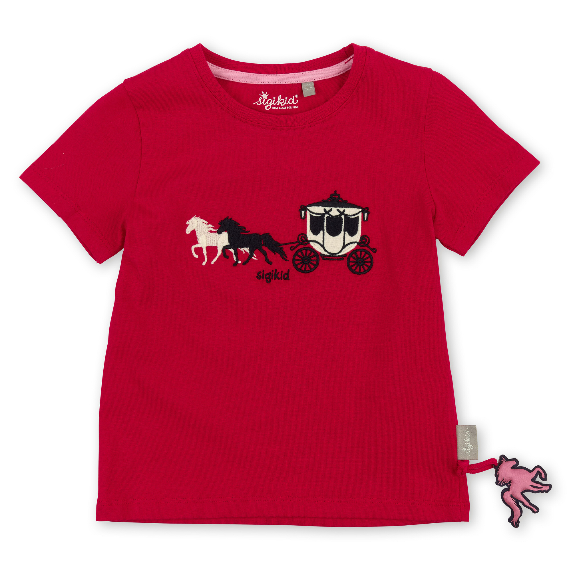 Rotes T-Shirt mit Motiv Pferdekutsche