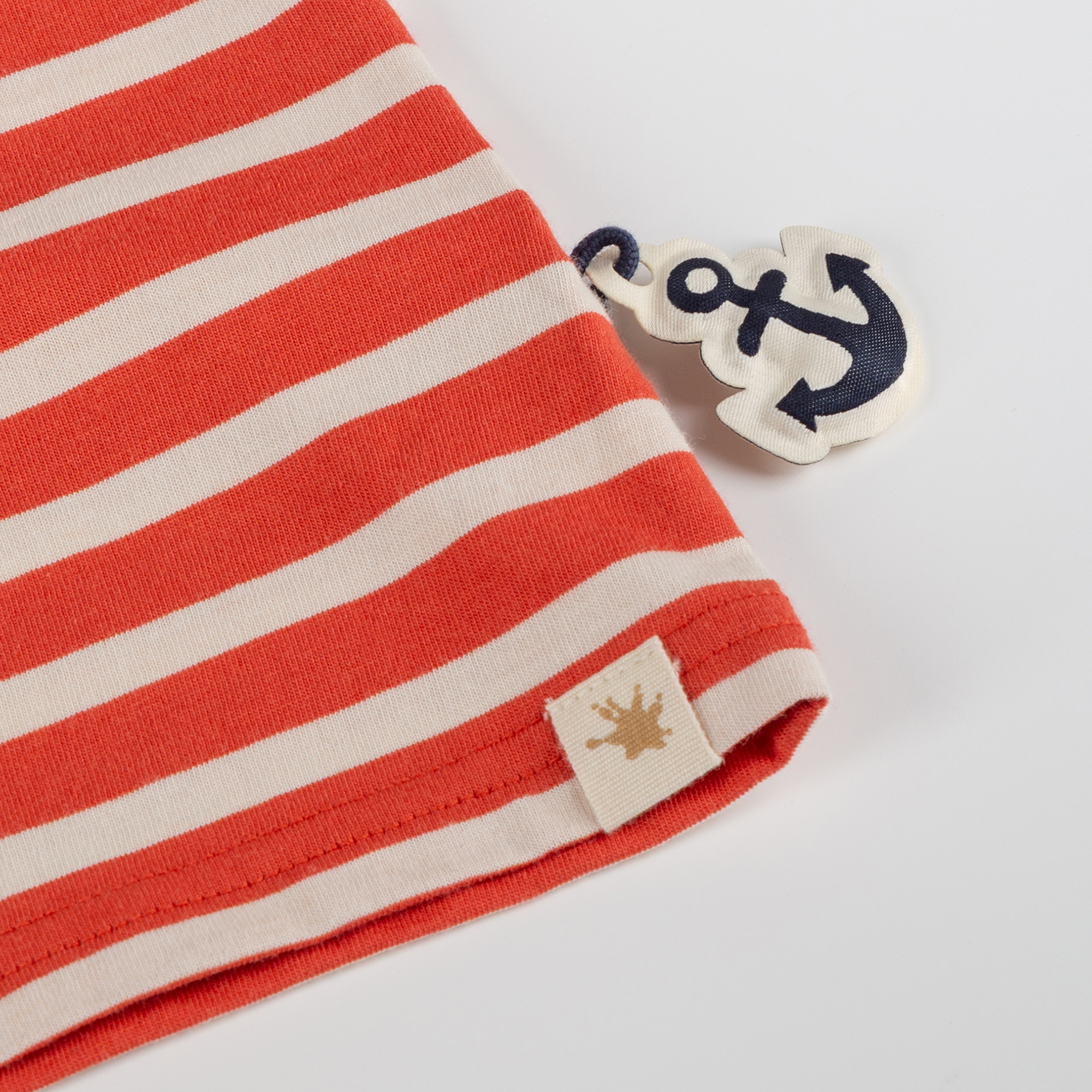 Kinder Ringel T-Shirt Segelschiff, rot-weiß