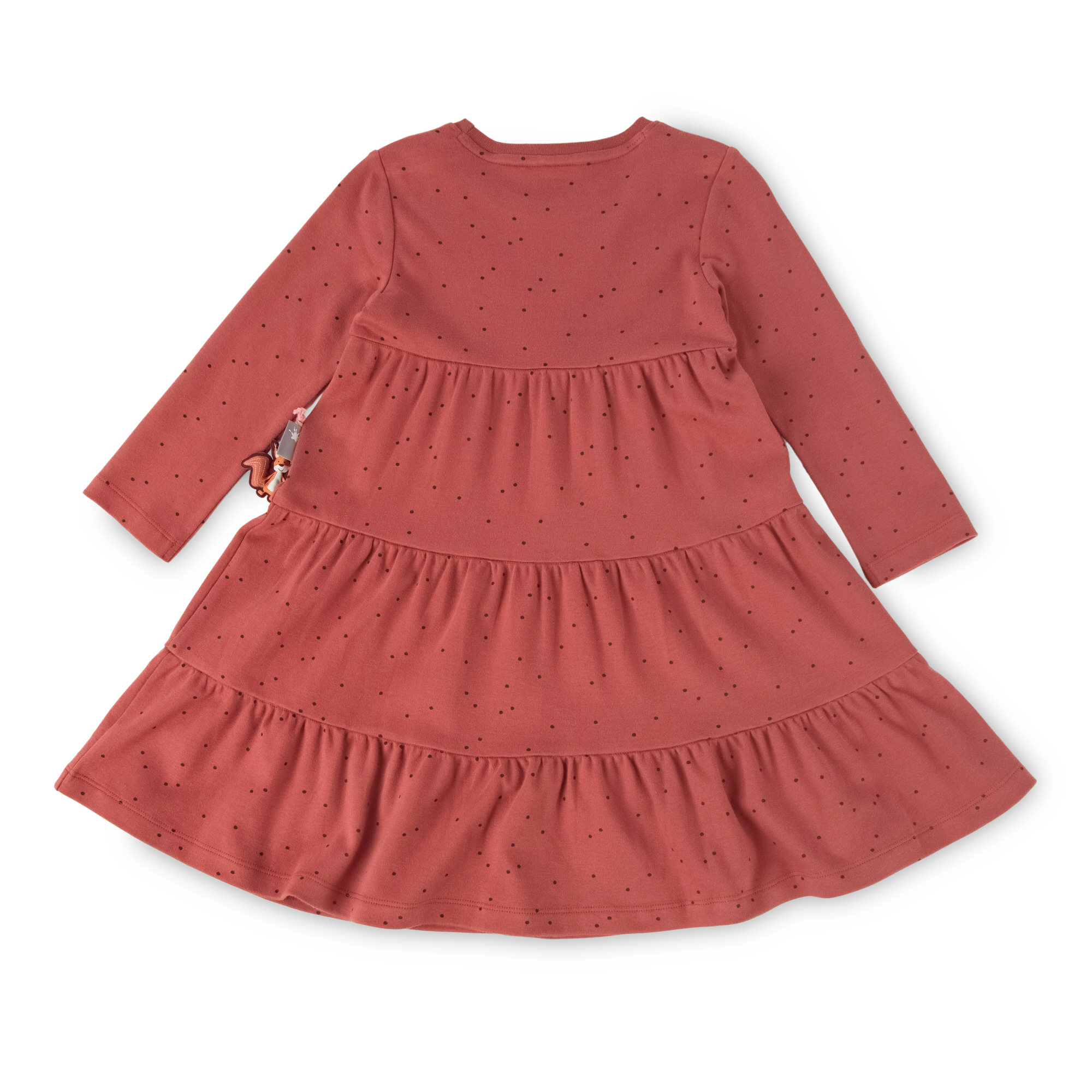 Tiered girls' long sleeve dress squirrel, copper brown