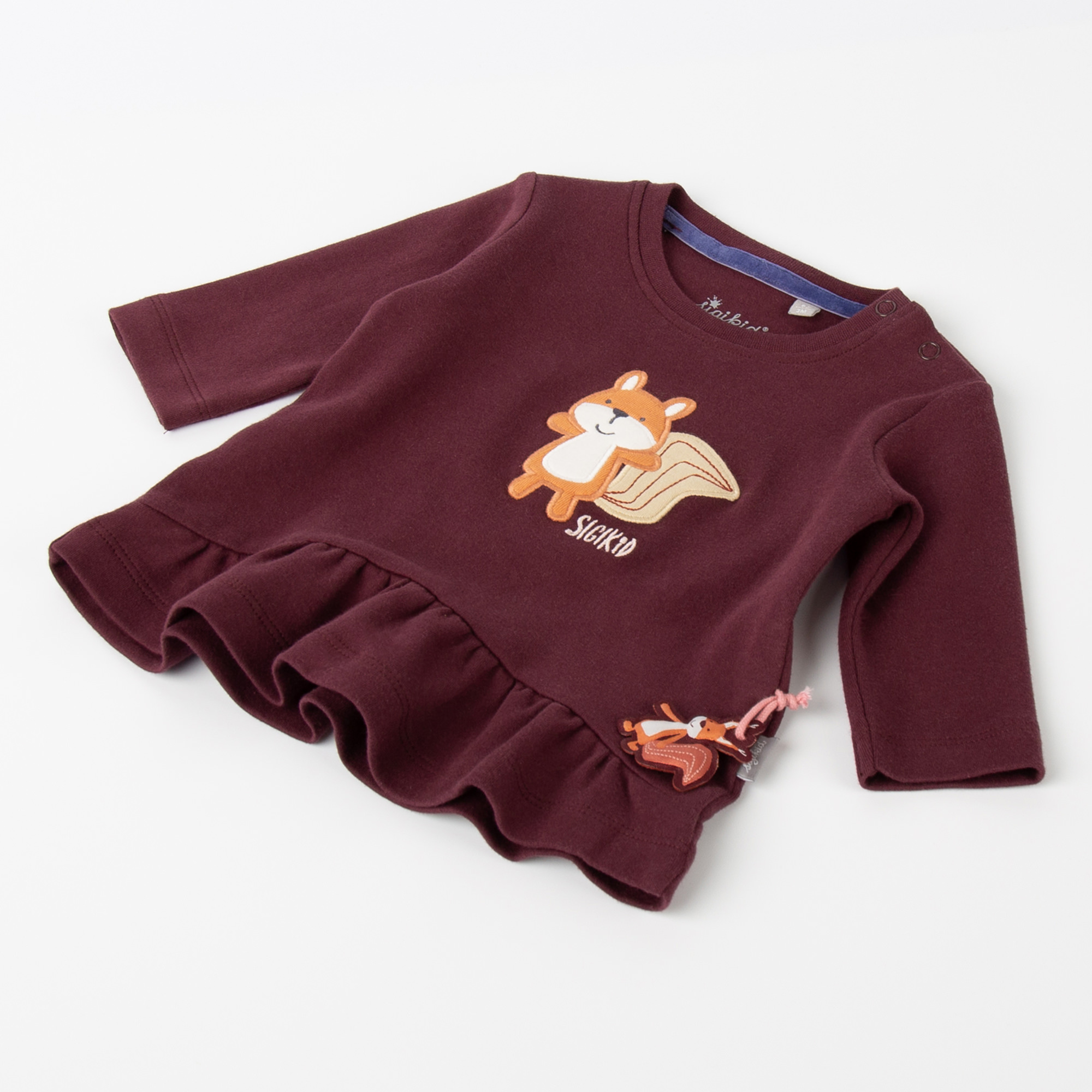 Baby Longshirt mit Eichhörnchen Motiv, dunkelrot