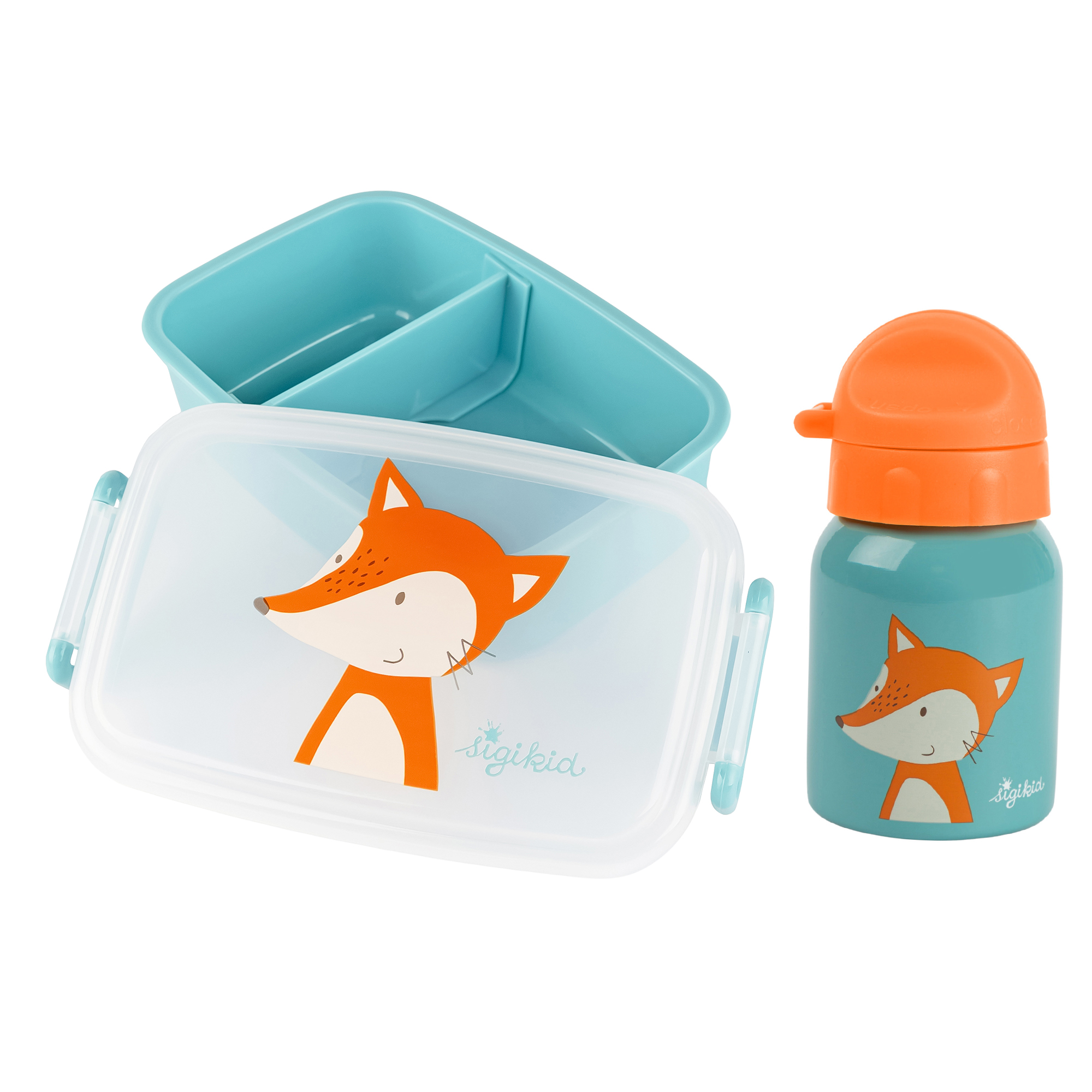 Children's stainless steel bottle 250 ml & lunch box fox Children's stainless steel bottle 250 ml & lunch box fox