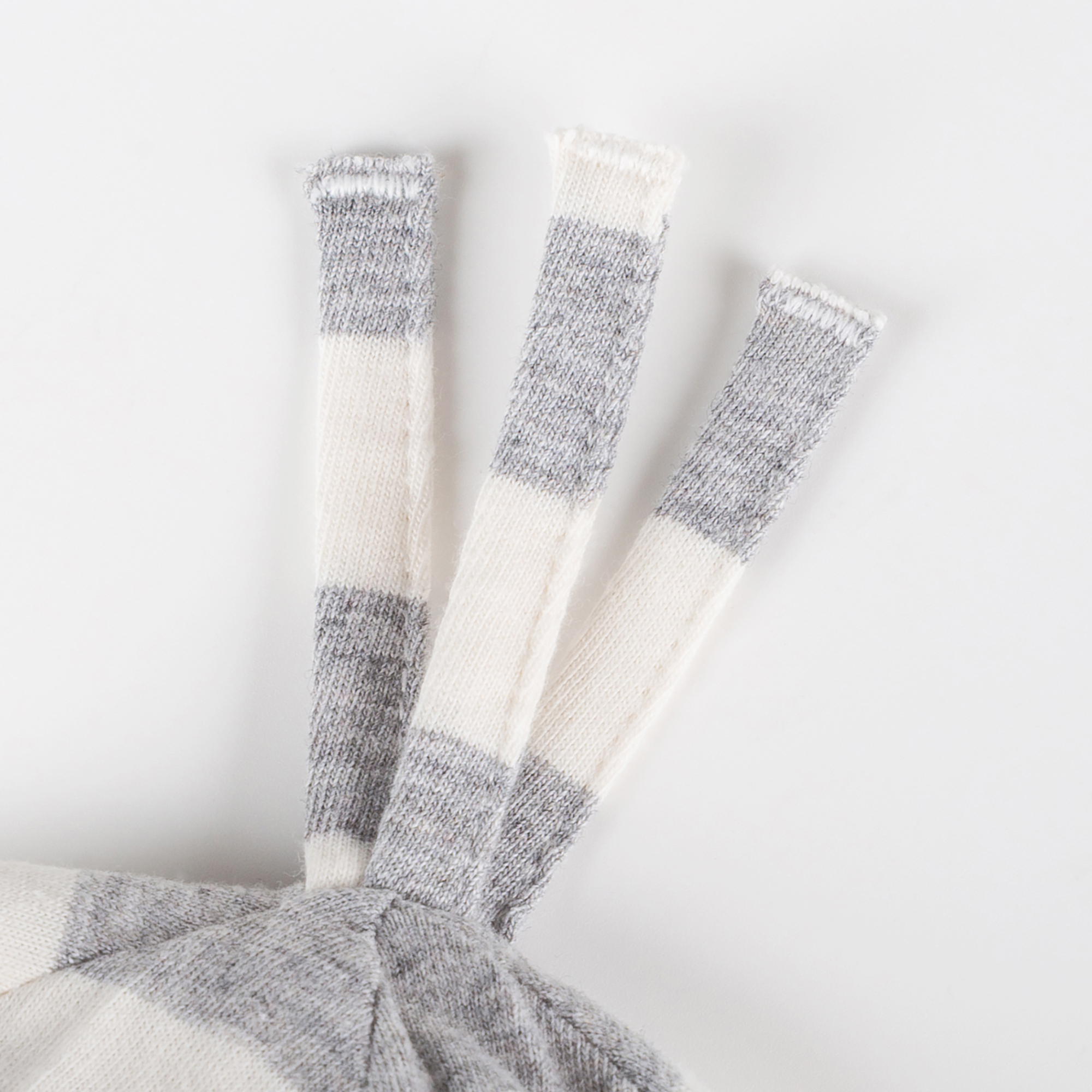 Baby beanie hat, white/grey striped