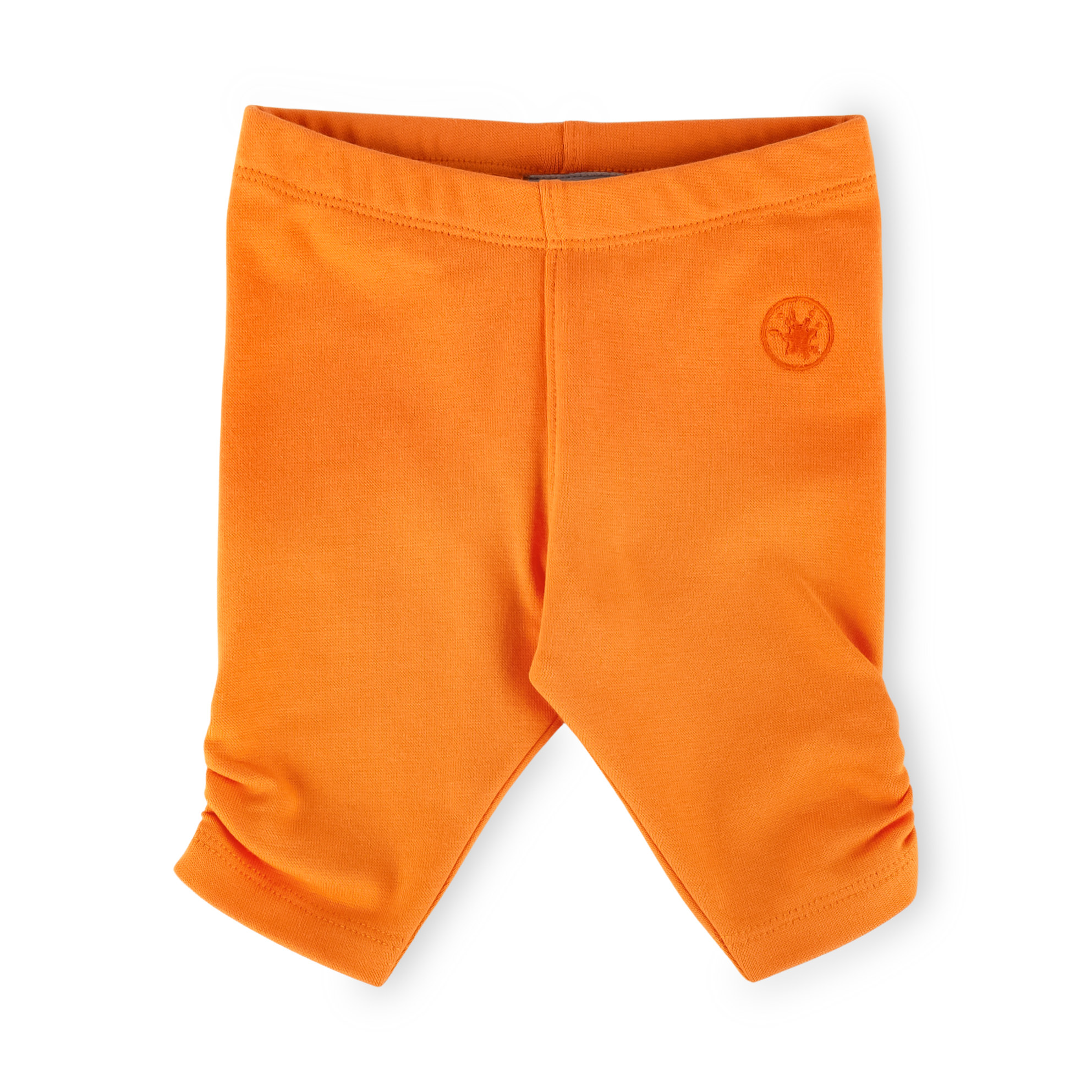 Baby capri leggings orange with gatherings, stretchy rib knit Baby capri leggings orange with gatherings, stretchy rib knit