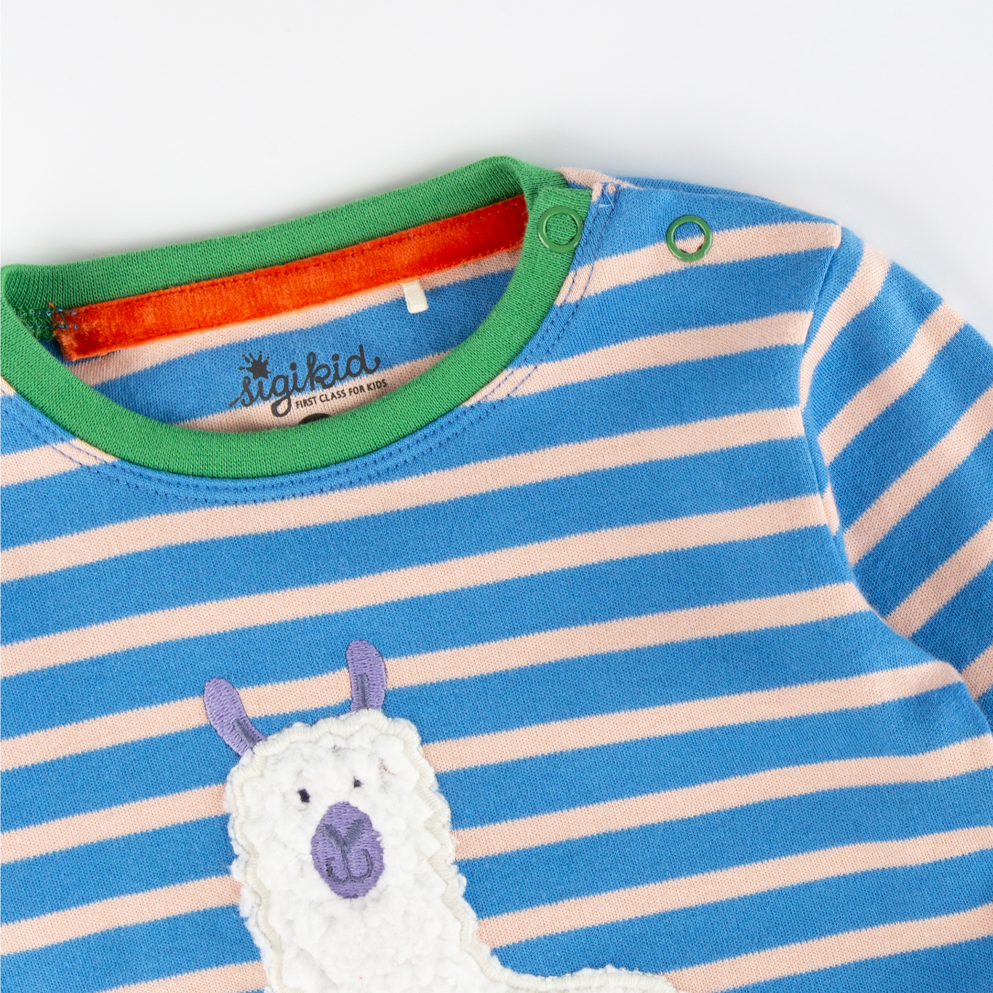 Baby Langarmshirt Crazy Lama, blau gestreift