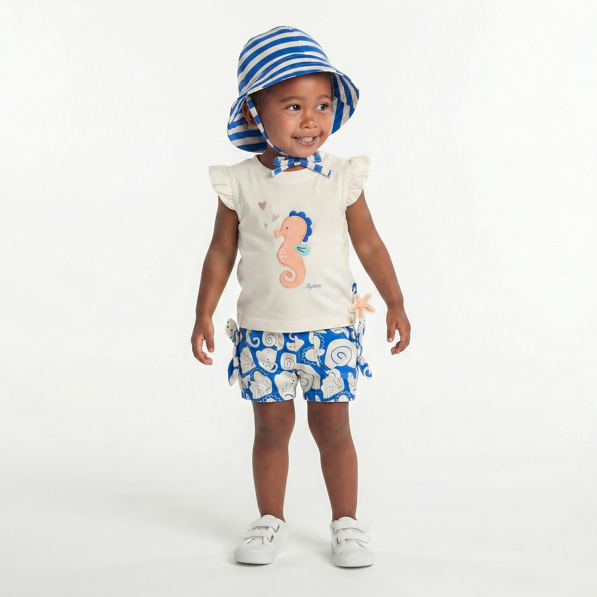 Baby T-Shirt Seepferdchen, weiß