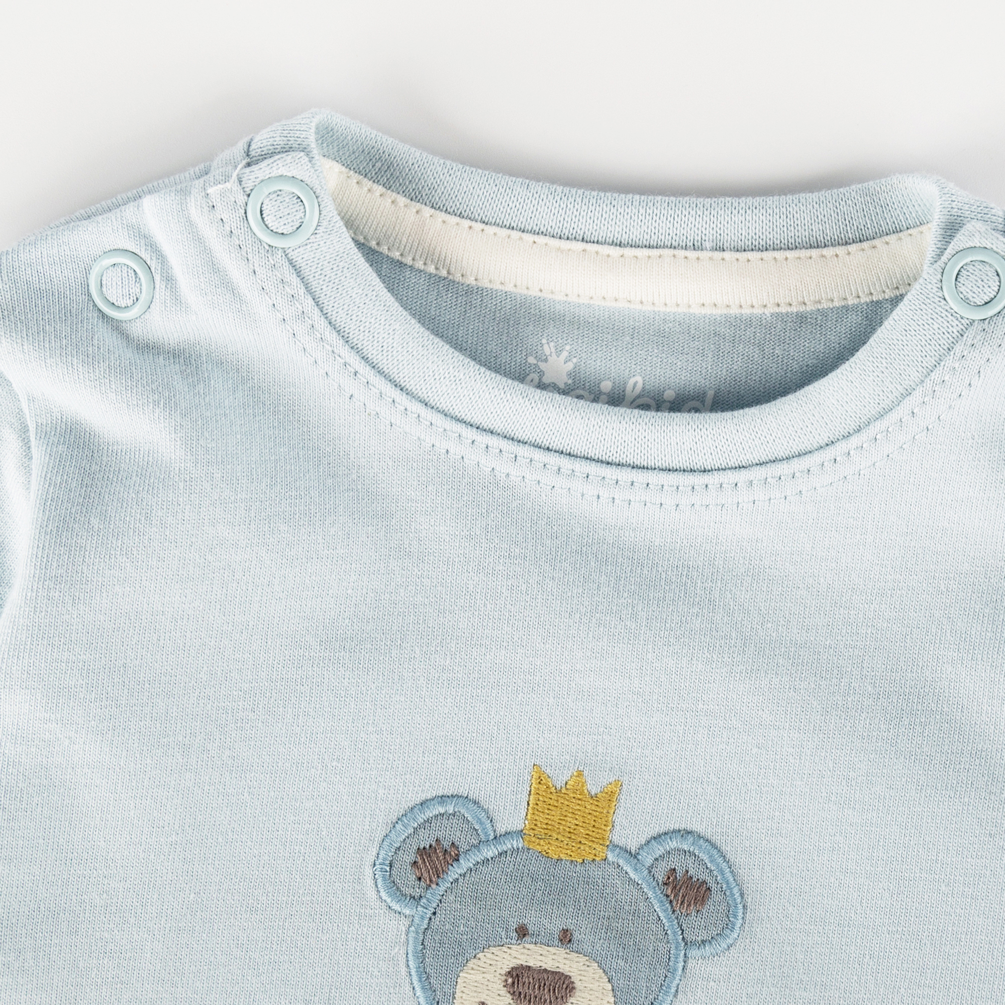 Baby Langarmshirt Krönchen Bär, blau Baby Langarmshirt Krönchen Bär, blau