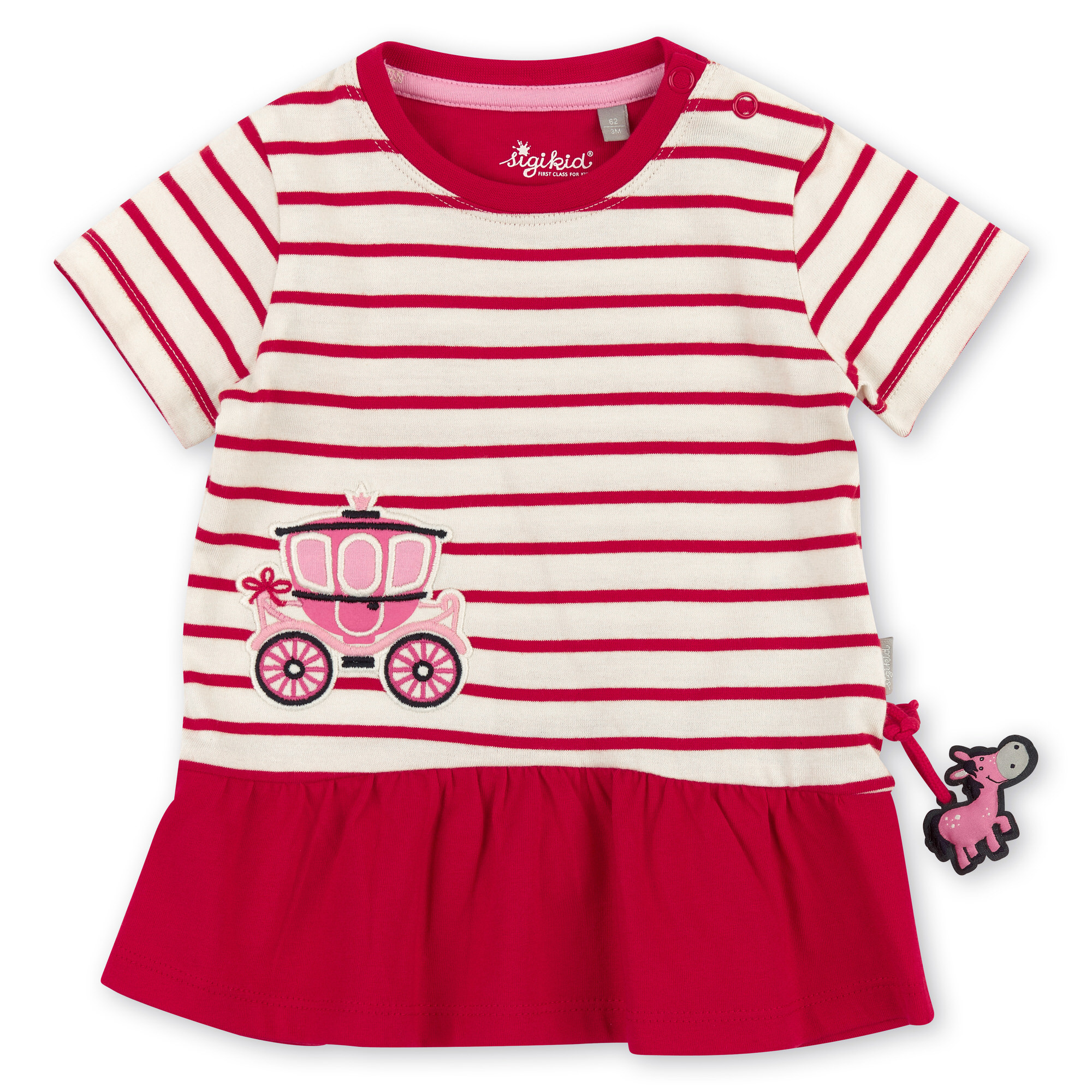 Baby Kleid rot/weiß gestreift mit Märchenkutsche Motiv