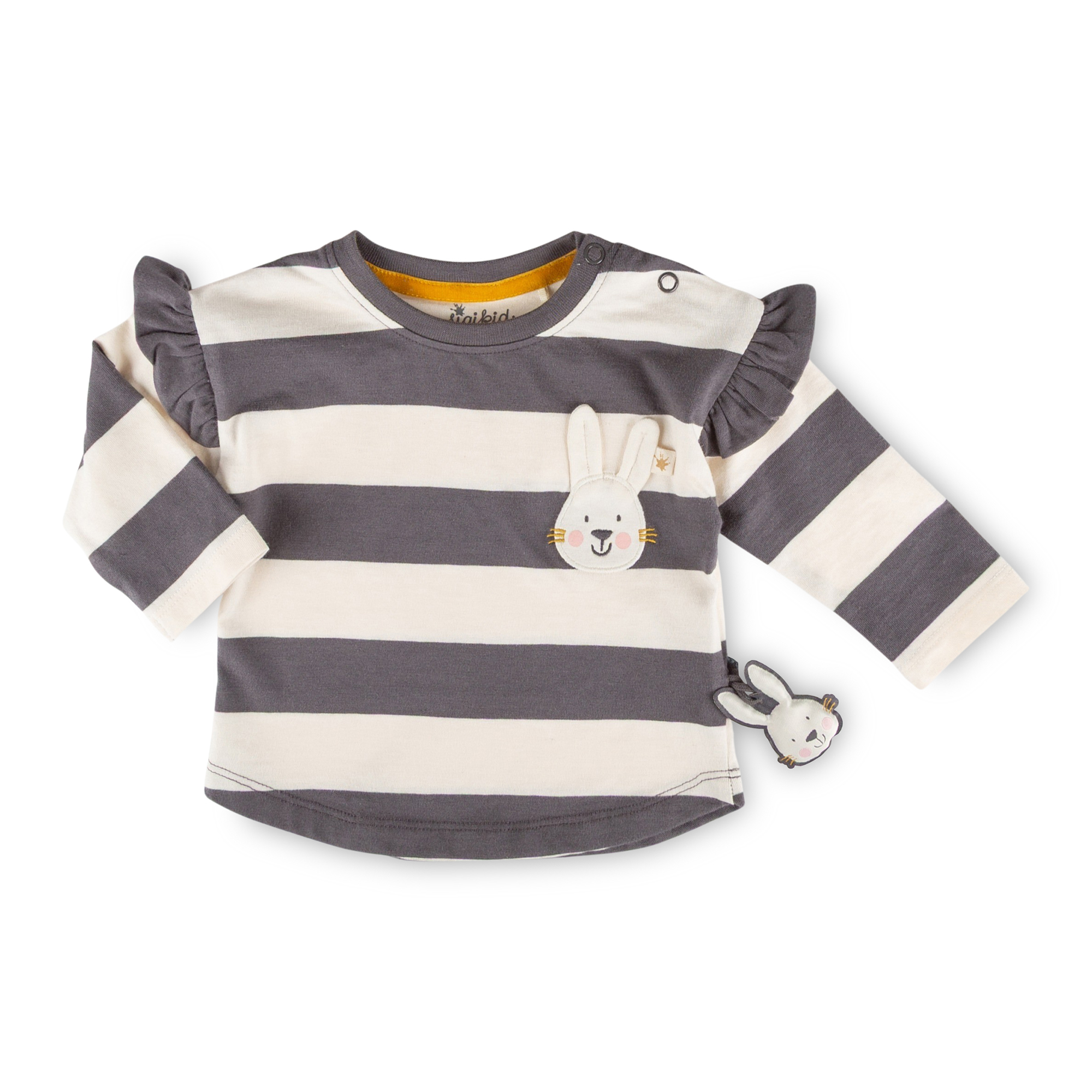 Baby Langarmshirt Schneehase, dunkelgrau-weiß gestreift