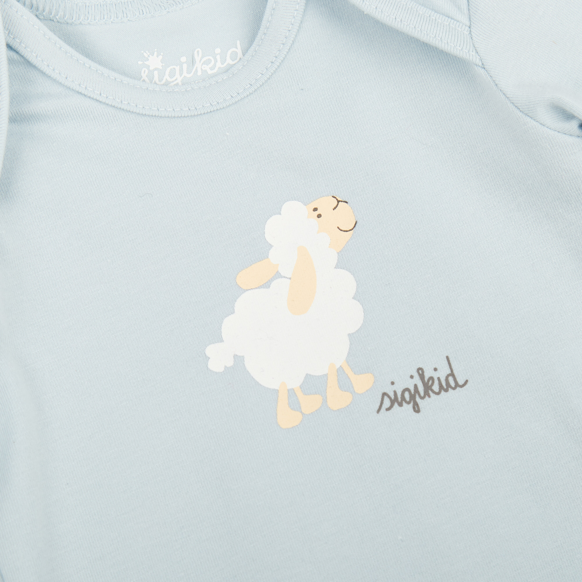 Baby onesie sheep, long sleeves, light blue