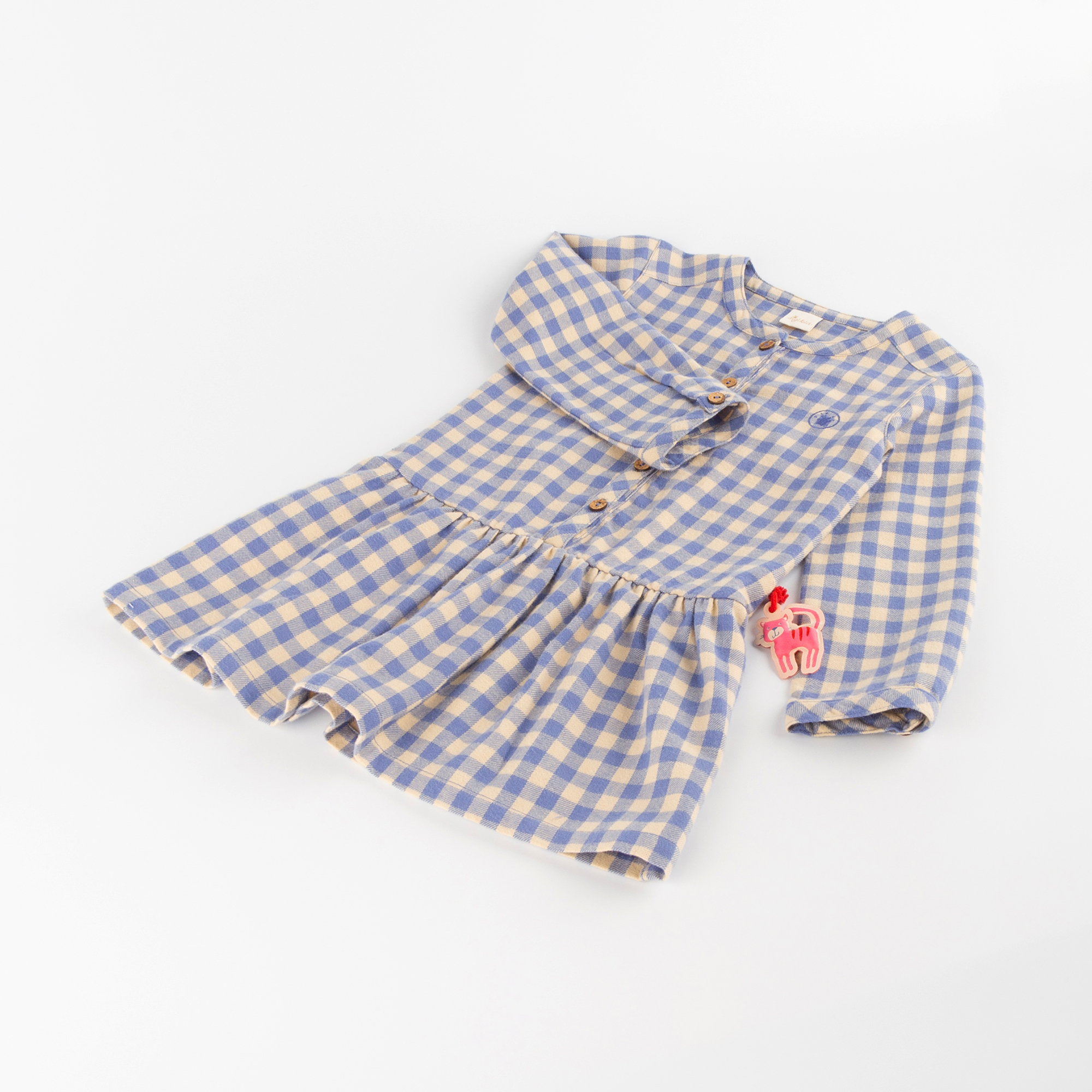 Check children's long sleeve flannel dress Wild Cat