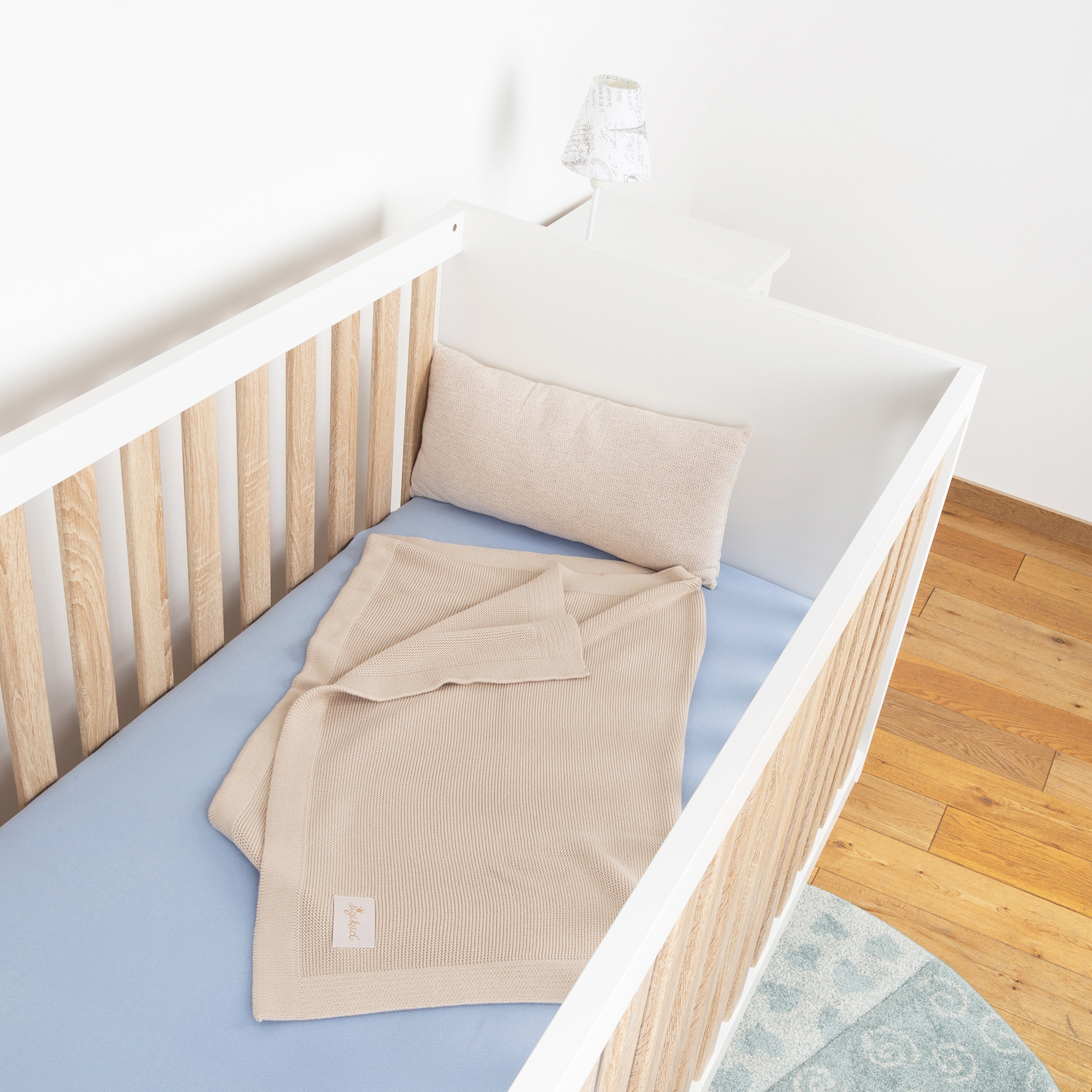 Soft knitted baby blanket, beige, Knitted Love