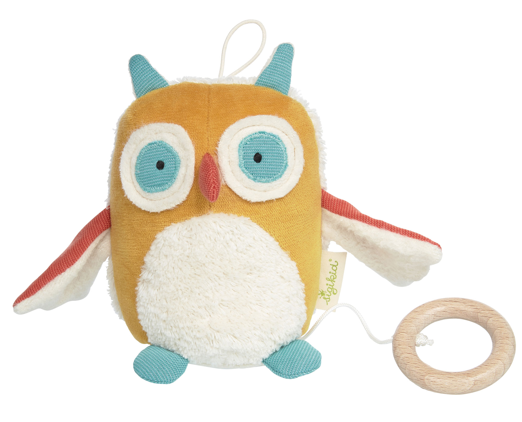 Musical soft toy owl, organic