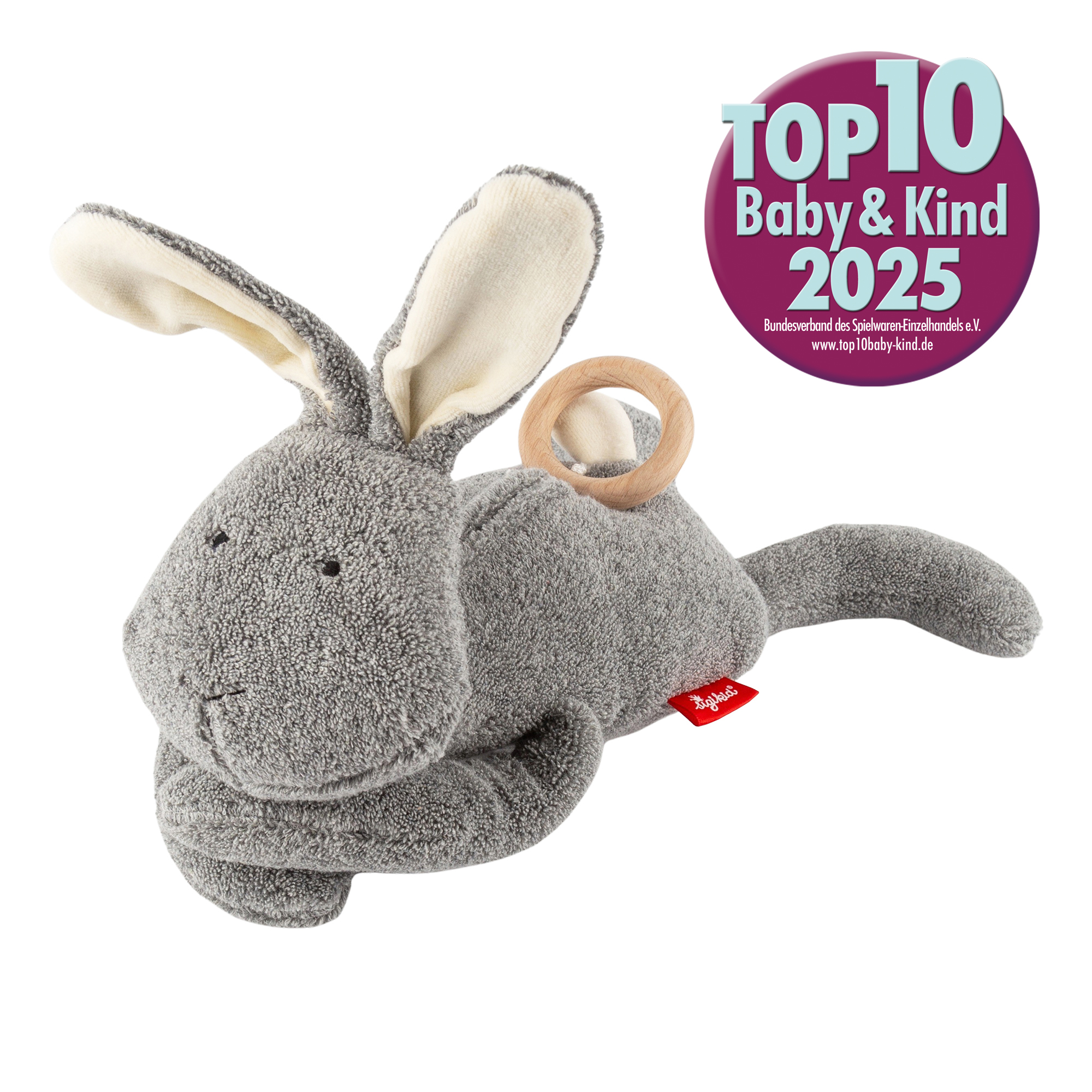 Mom's musical soft toy bunny Mamilodie for pregnancy, grey