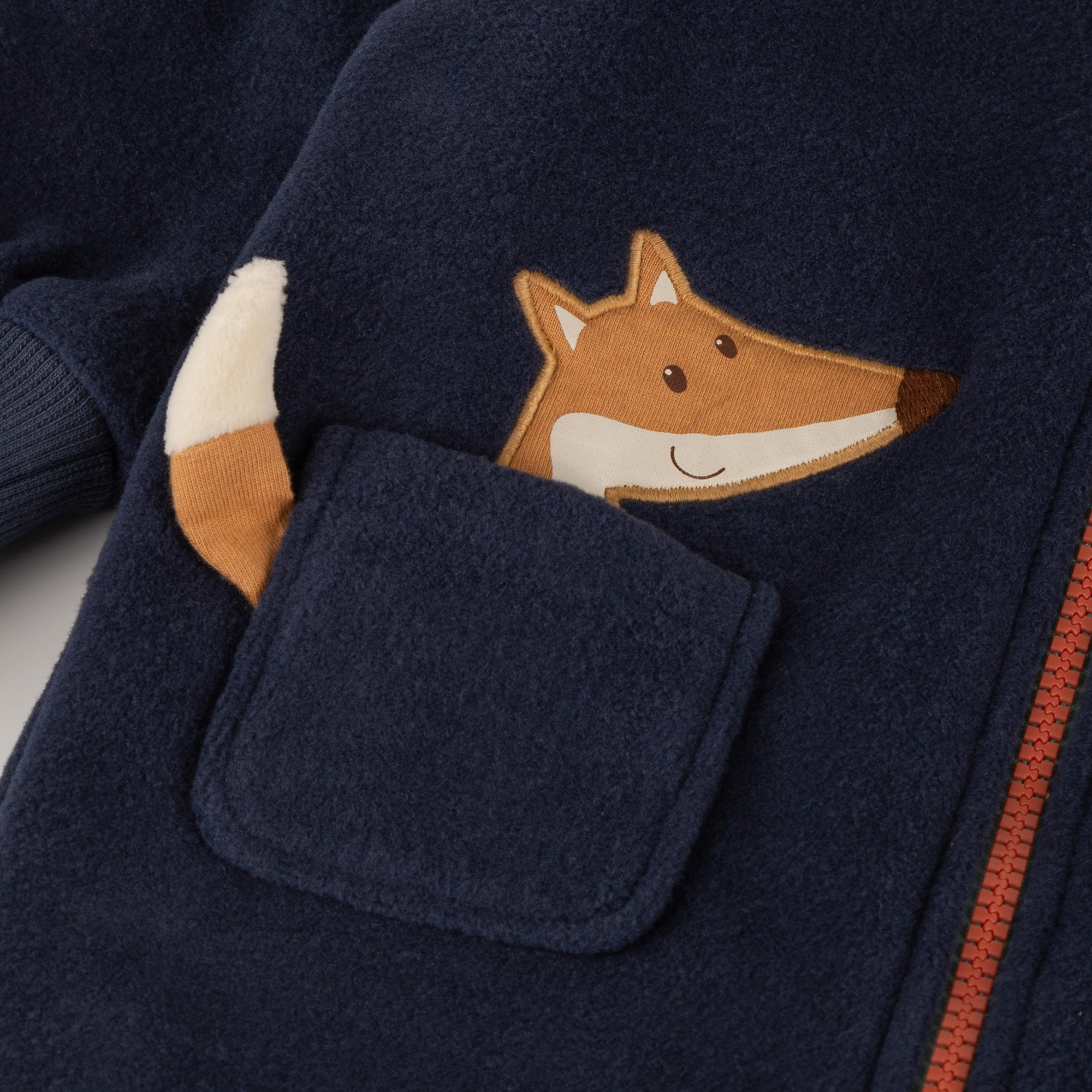 Baby fleece overall, lined, foldover cuffs, Wild Fox
