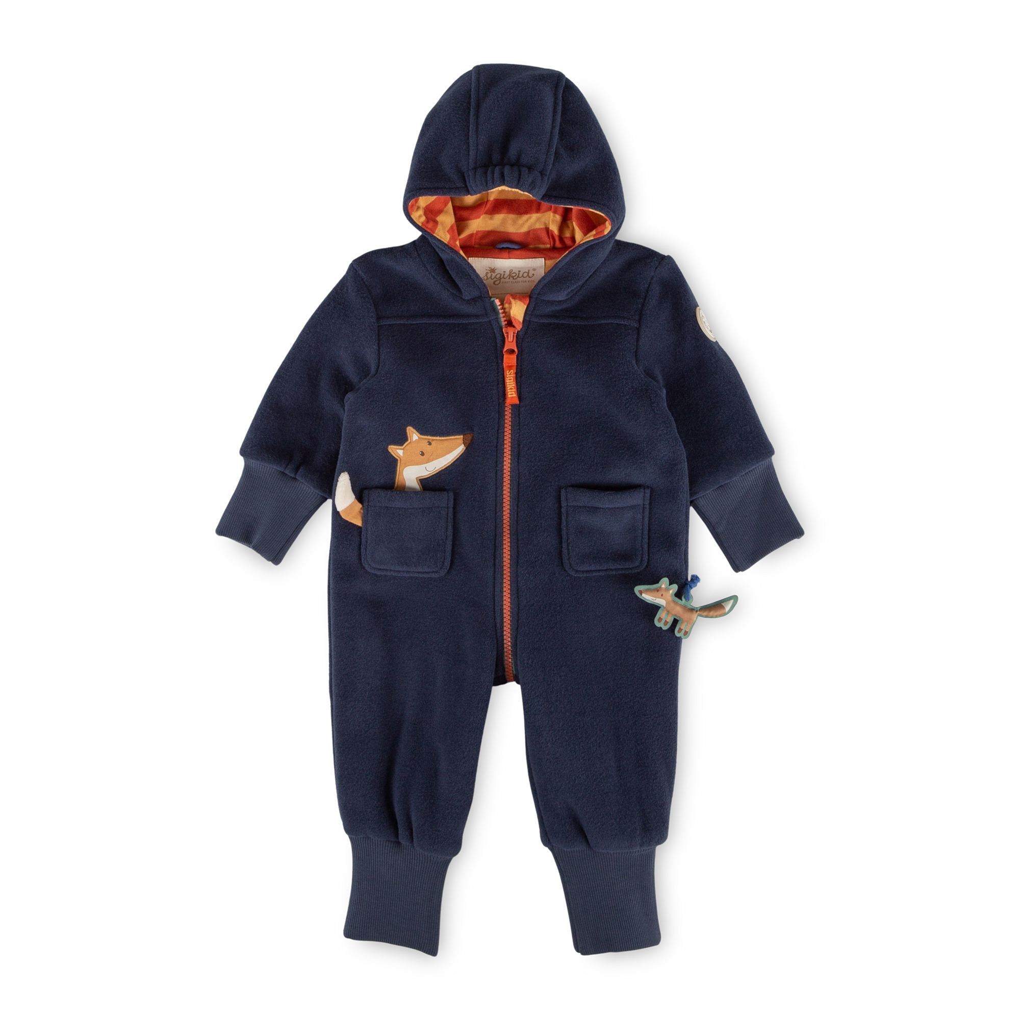Baby fleece overall, lined, foldover cuffs, Wild Fox