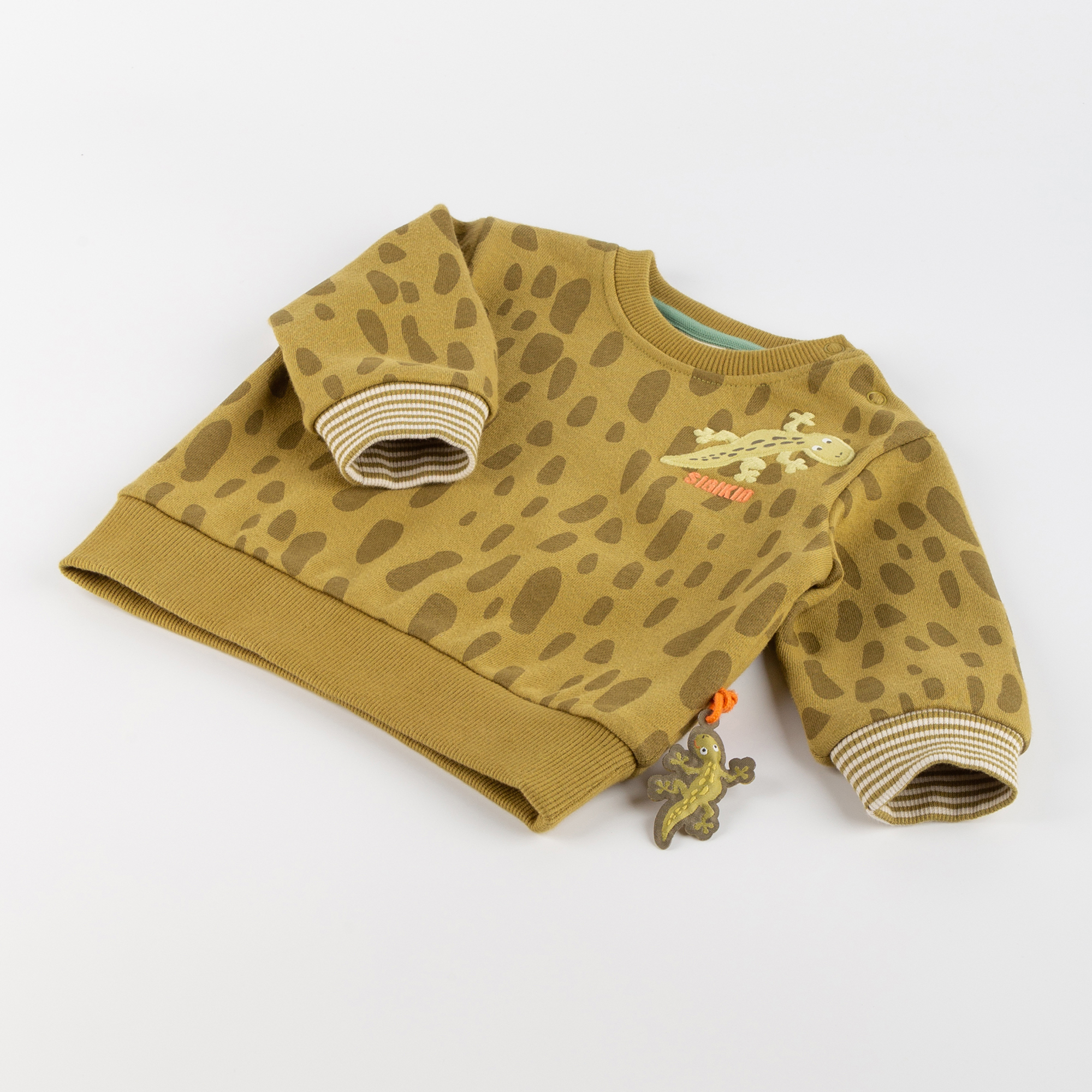 Baby sweatshirt gecko khaki green, Jungle