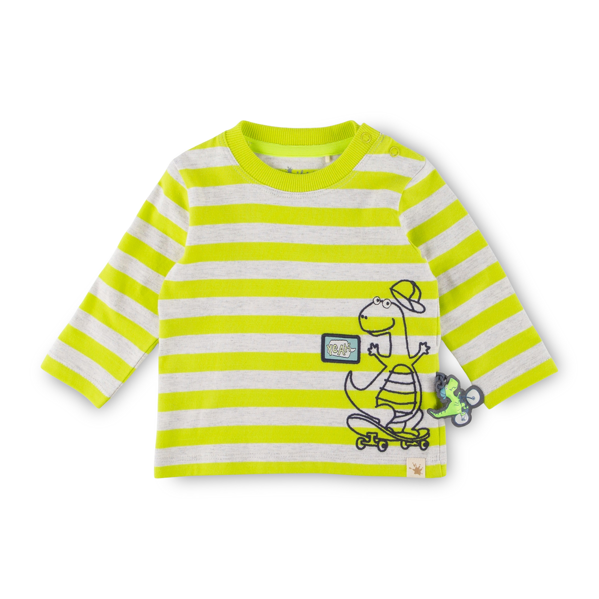 Baby Langarmshirt Sporty Dino, gelb-weiß gestreift Baby Langarmshirt Sporty Dino, gelb-weiß gestreift