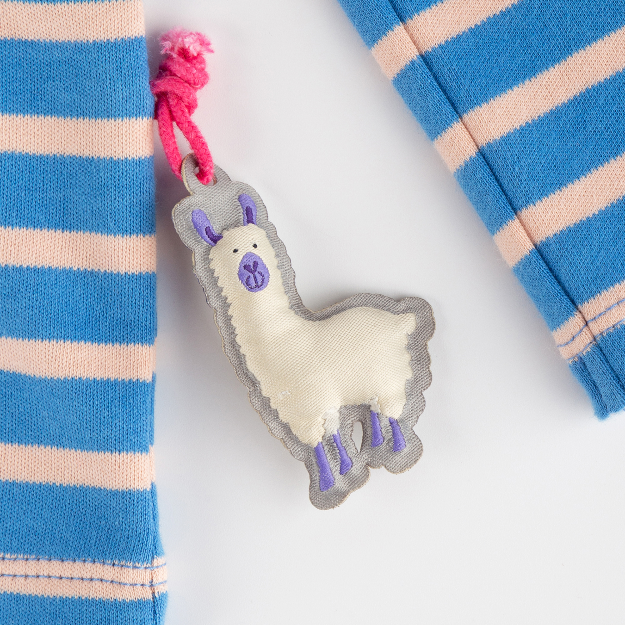 Blue striped children's long-sleeve Tee Crazy Llama