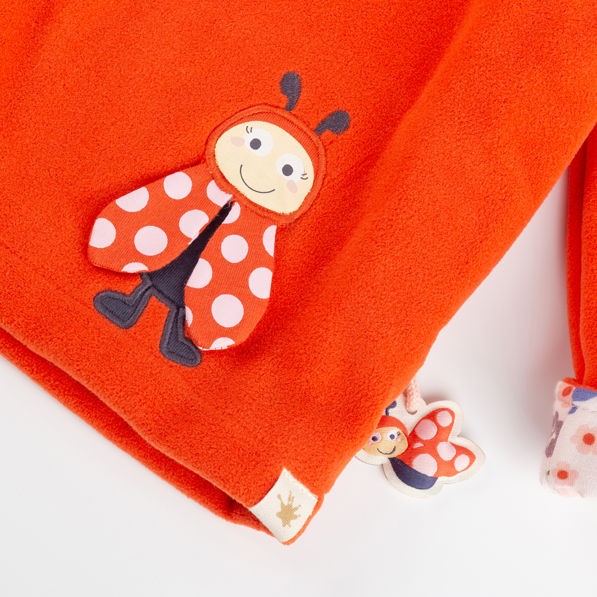 Flared hooded children's fleece jacket Happy Ladybug