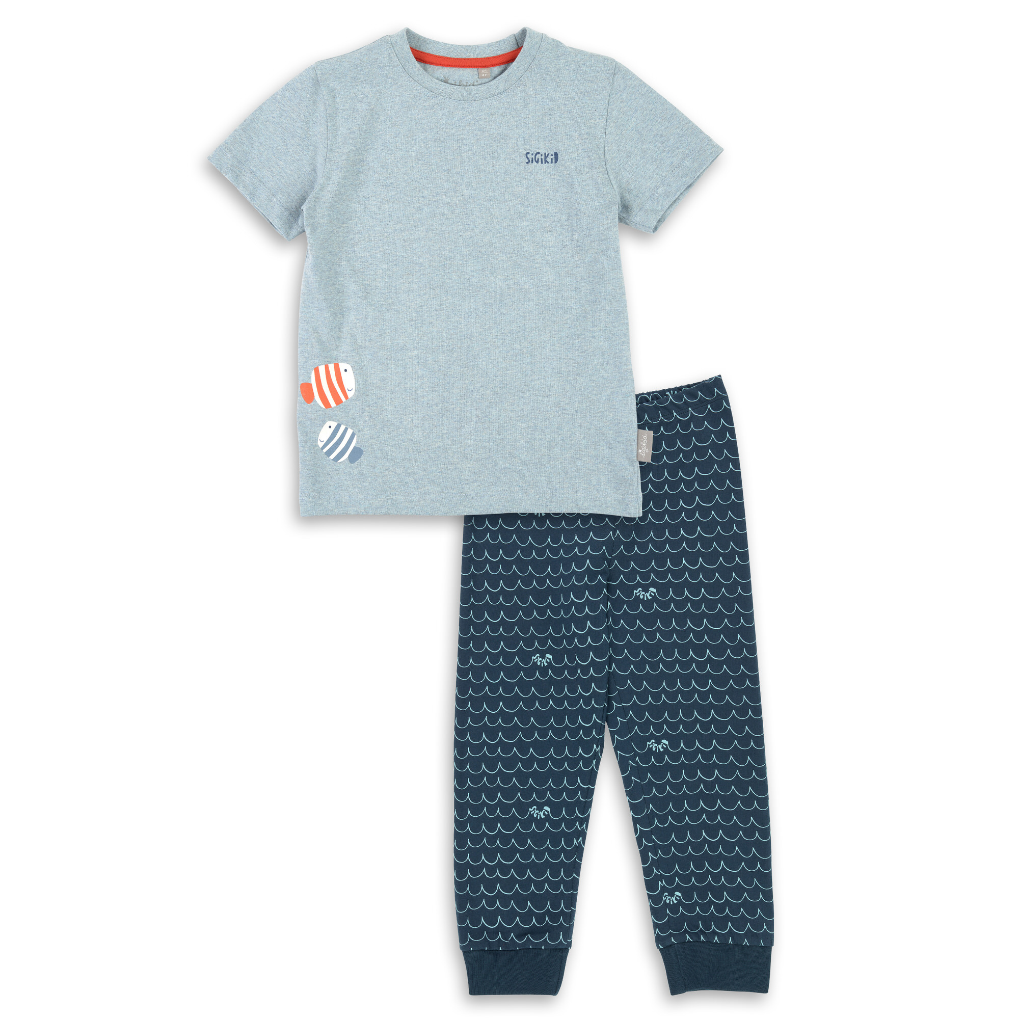 Children's two-piece pajamas waves, blue