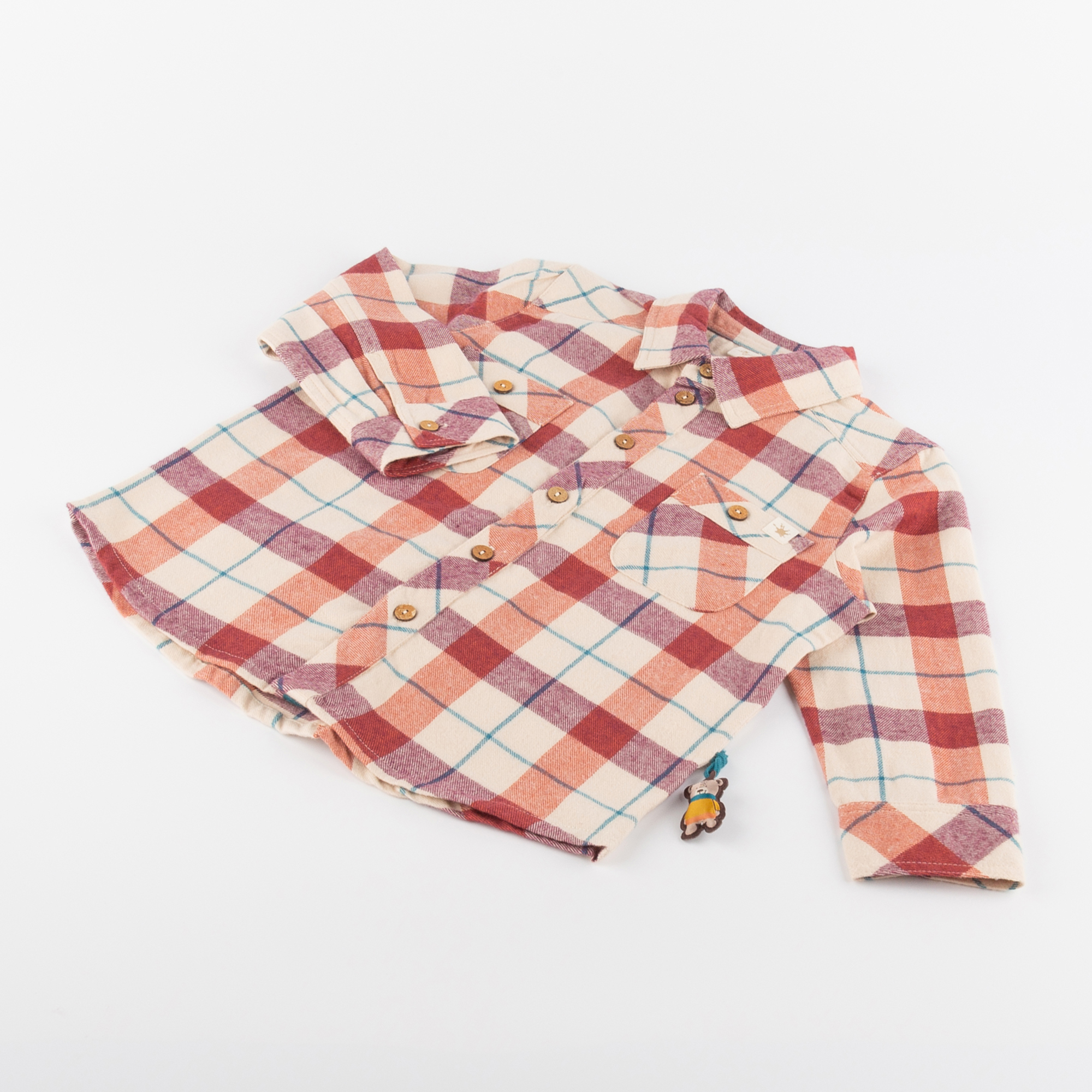 Children's check flannel shirt, Winter Animals