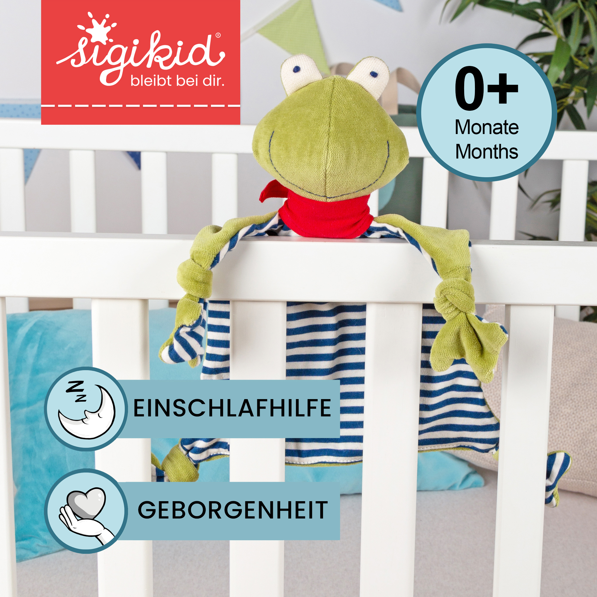 Organic baby comforter lovey frog, Green