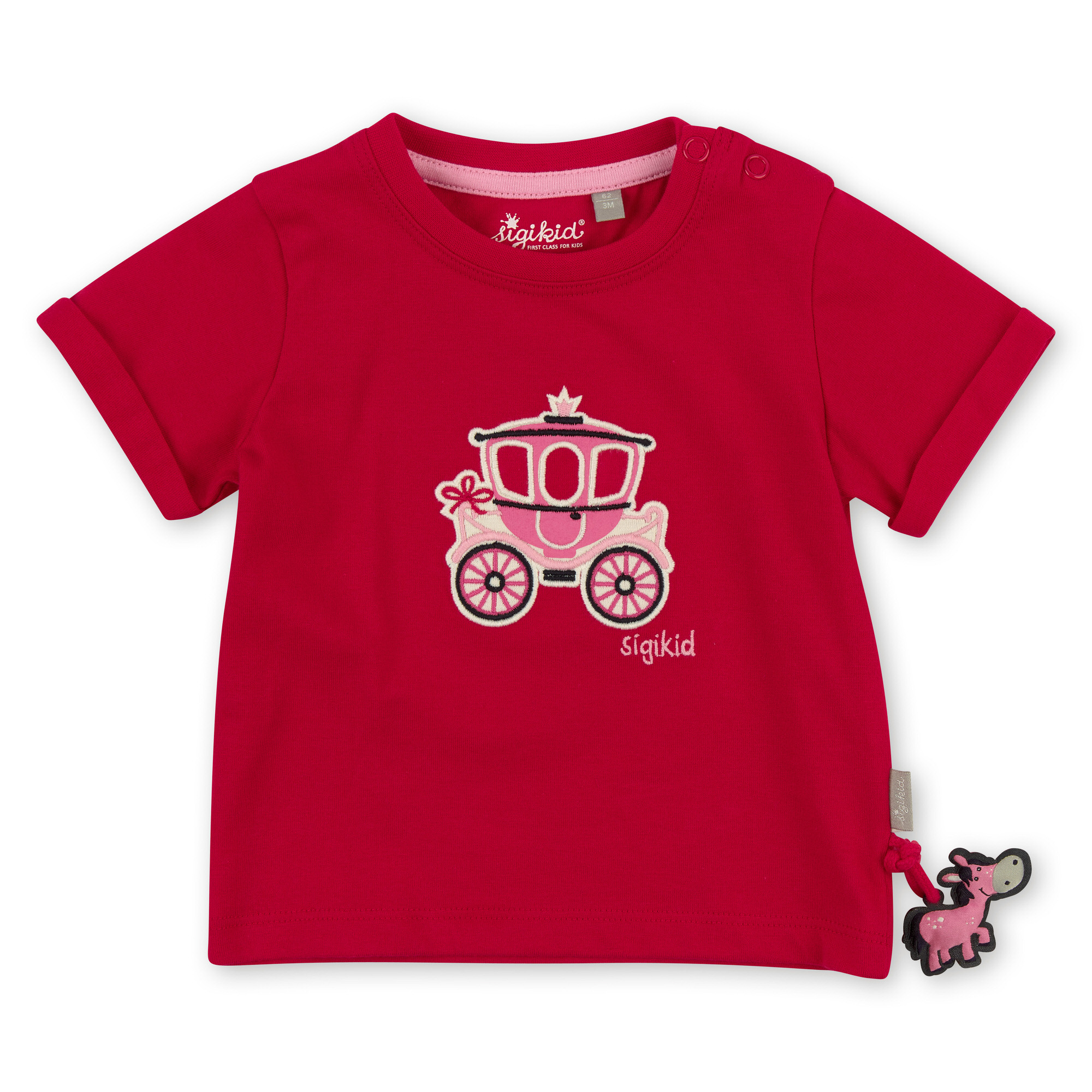 Rotes Baby T-Shirt mit Märchenkutsche Motiv