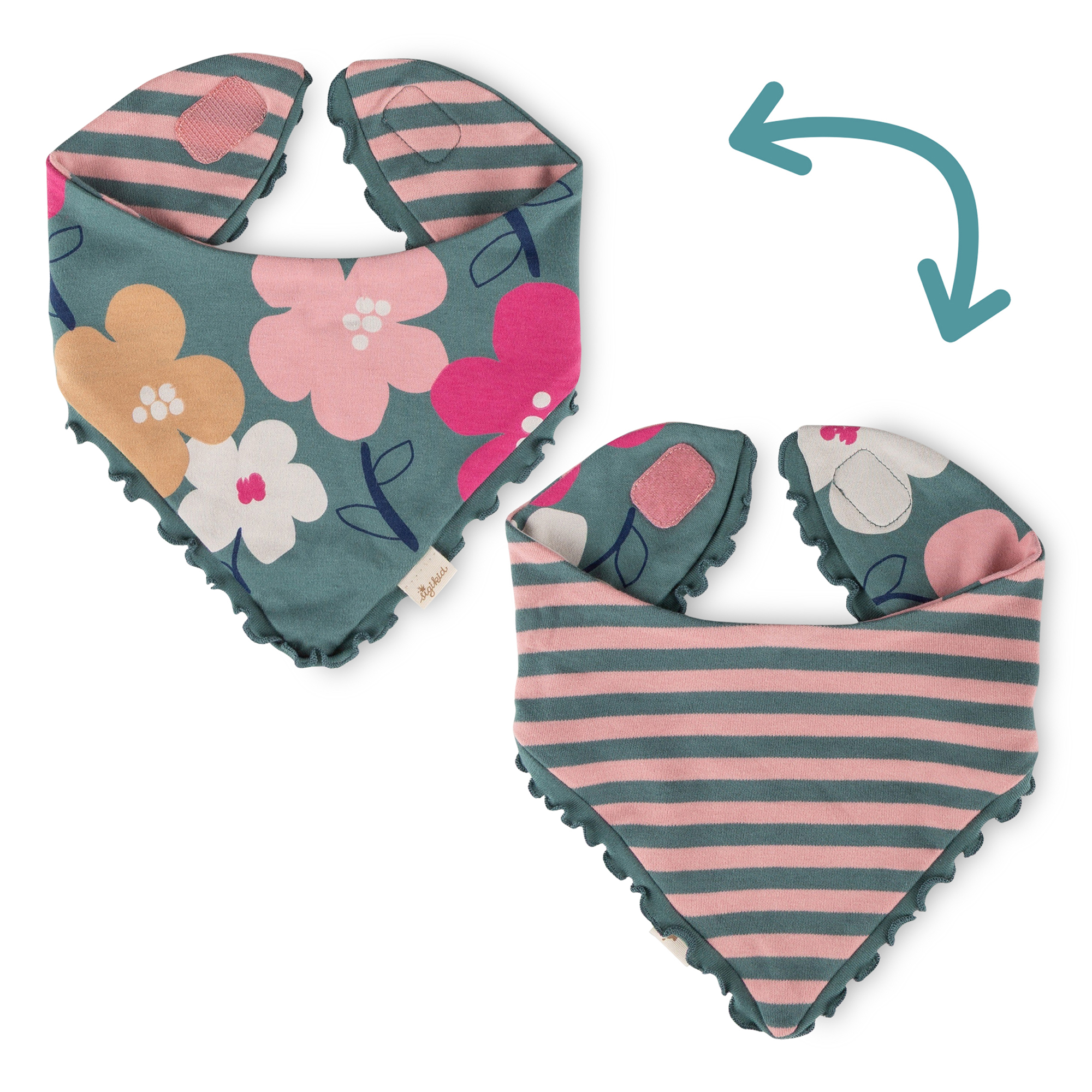 Reversible baby bandana bib Pony Love