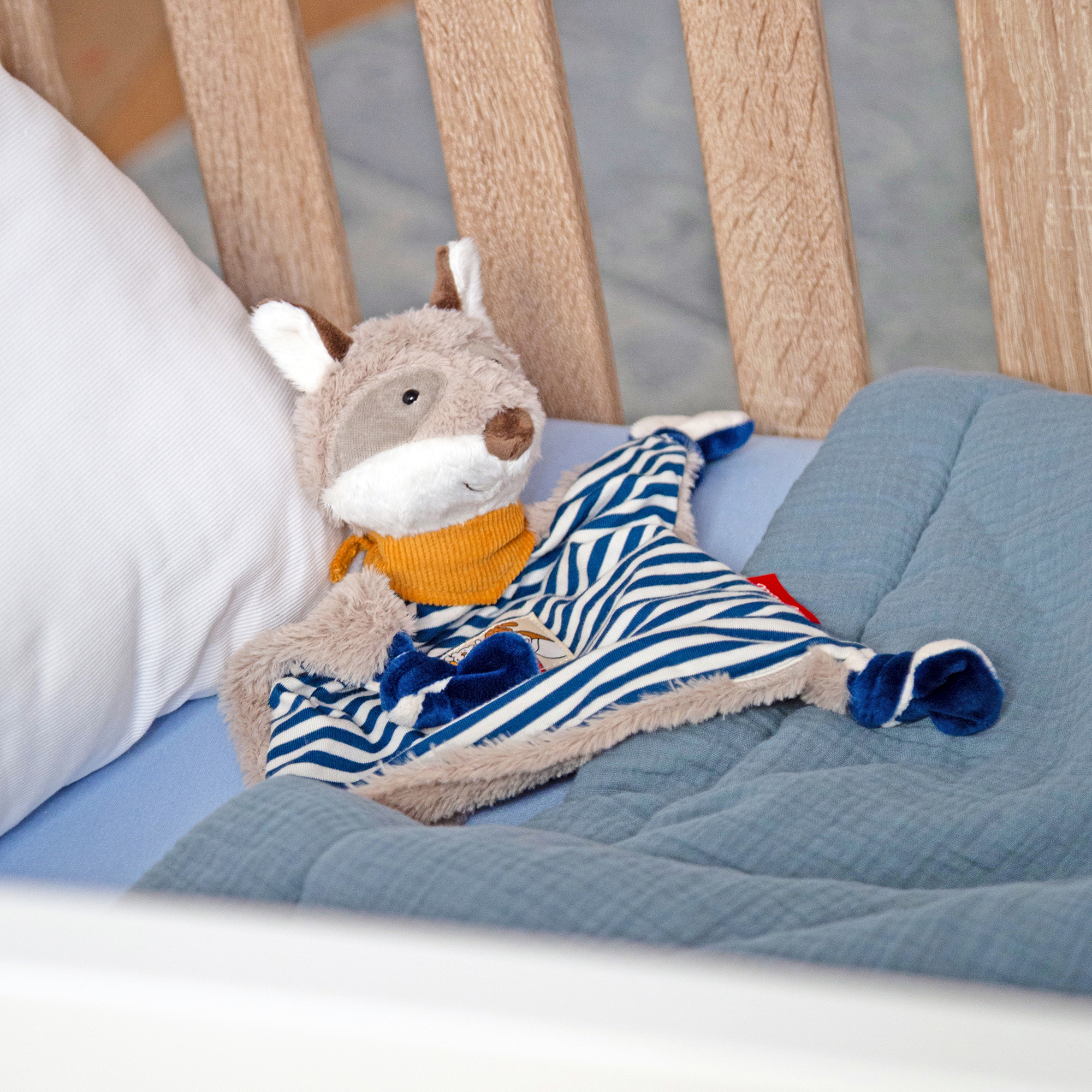Baby blankie racoon, blue