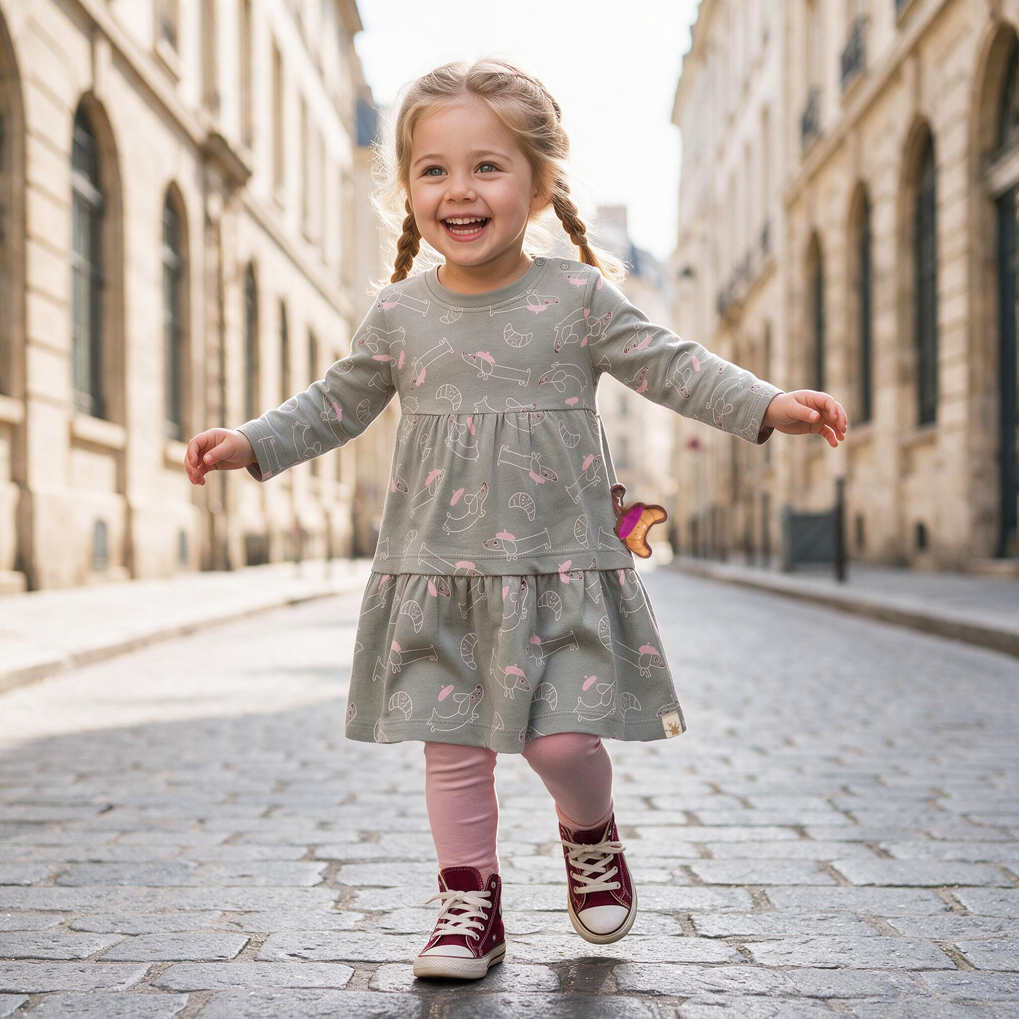 Baby Stufenkleid bedruckt, Petit Croissant