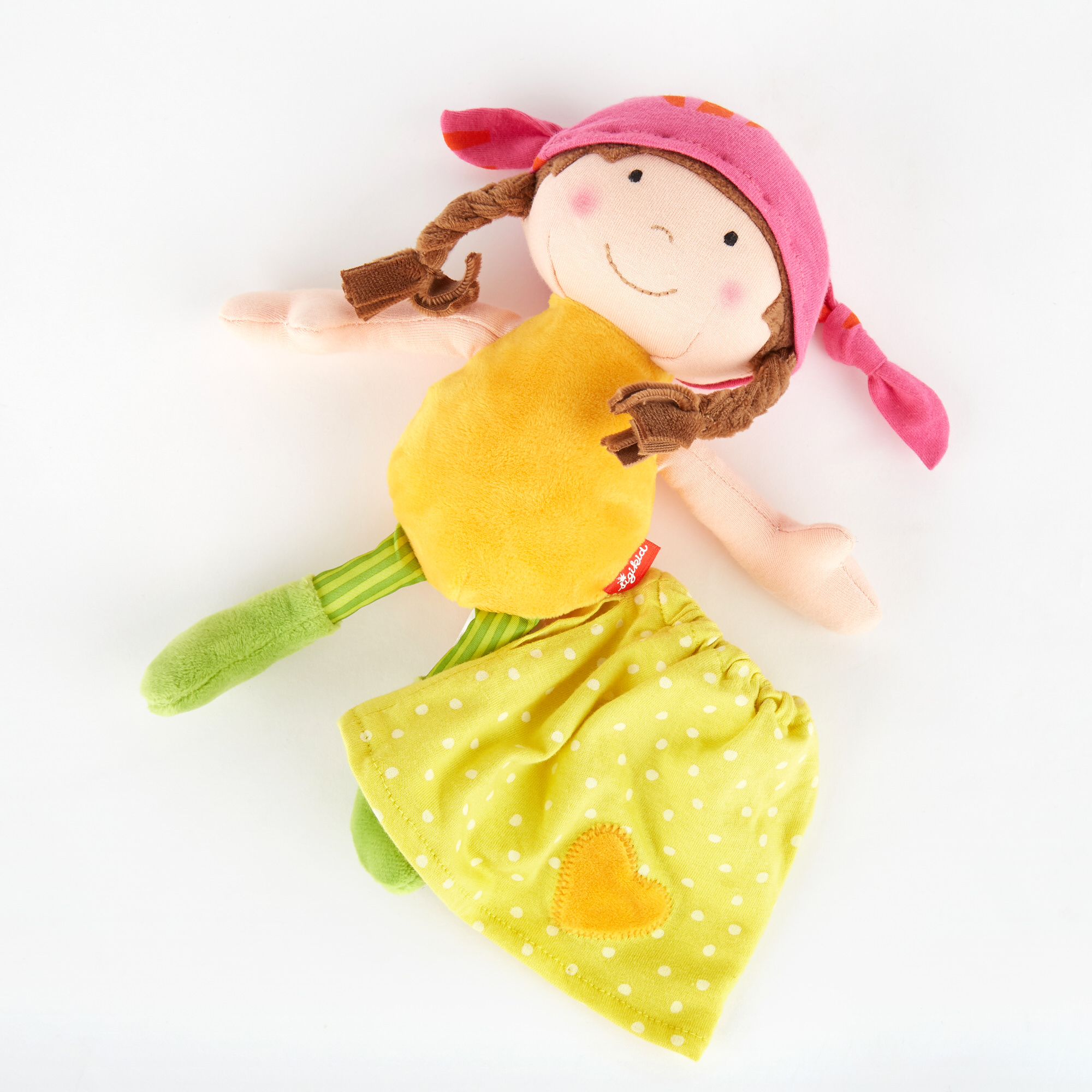 Soft plush baby doll green dotted Soft plush baby doll green dotted