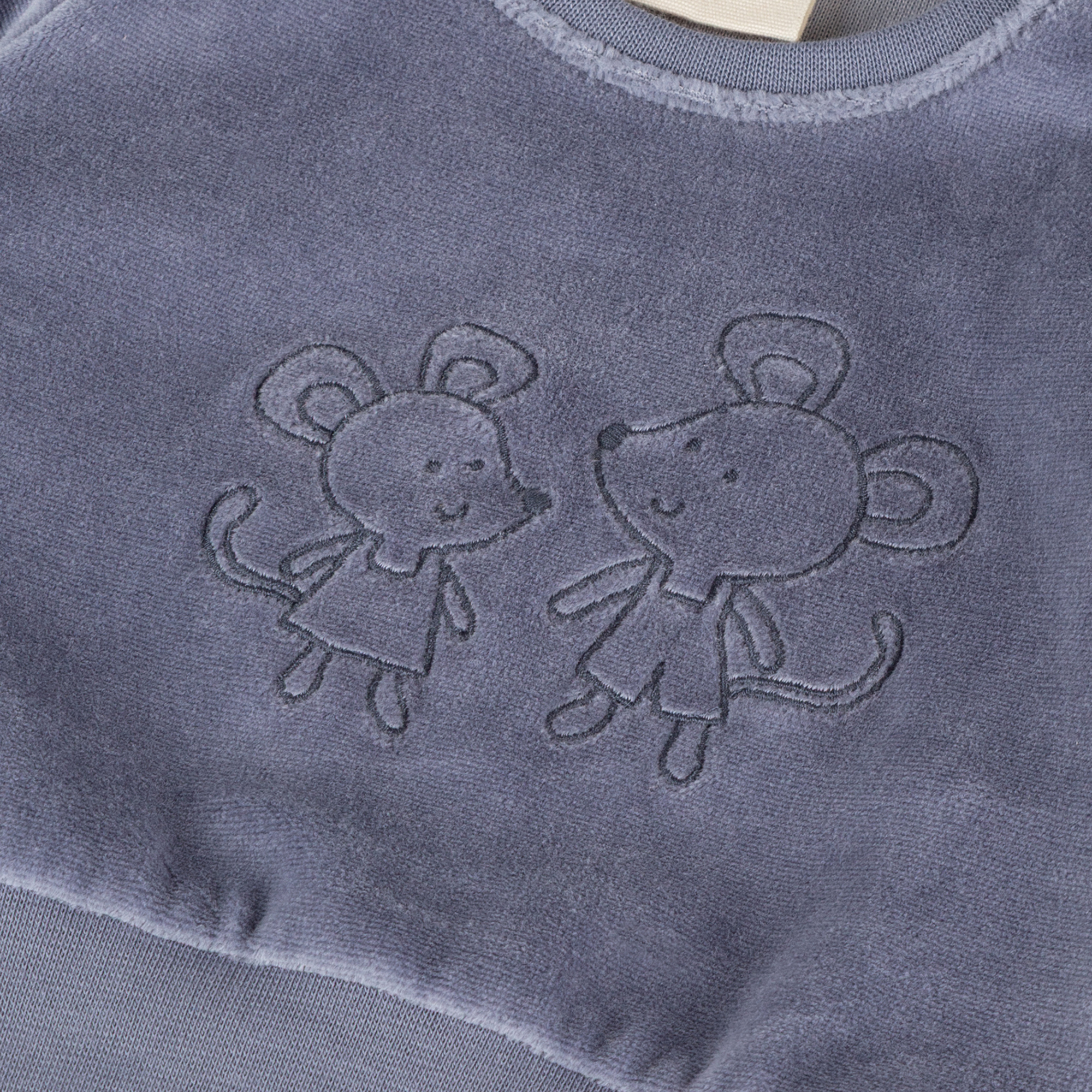 Newborn baby velour long sleeve Tee mouse, blue