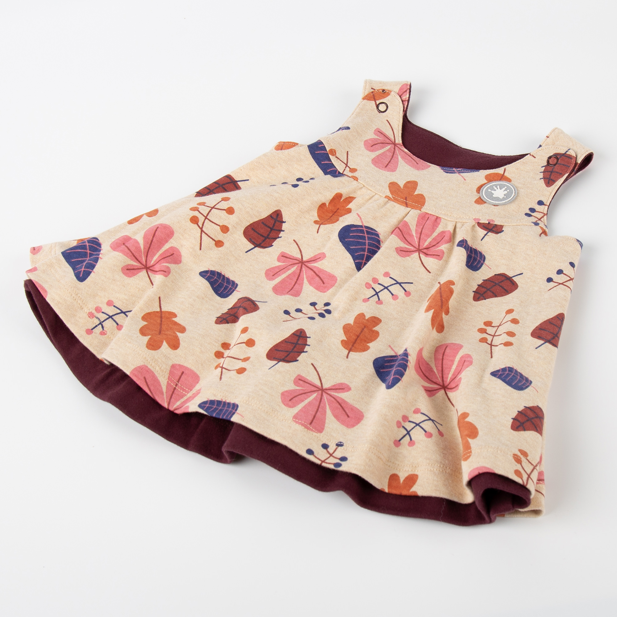 Baby Trägerkleid zum Wenden dunkelrot/Herbstprint Baby Trägerkleid zum Wenden dunkelrot/Herbstprint