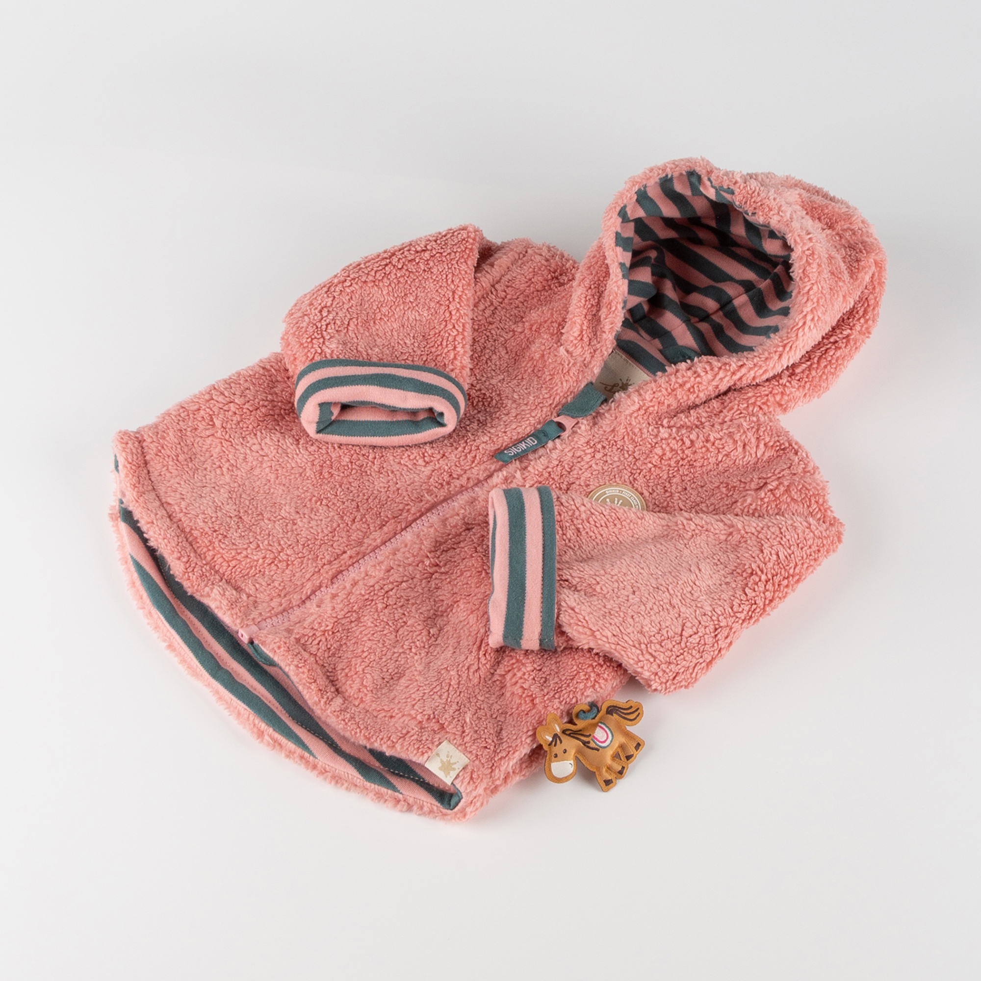 Hooded baby teddy fleece jacket Pony Love, lined